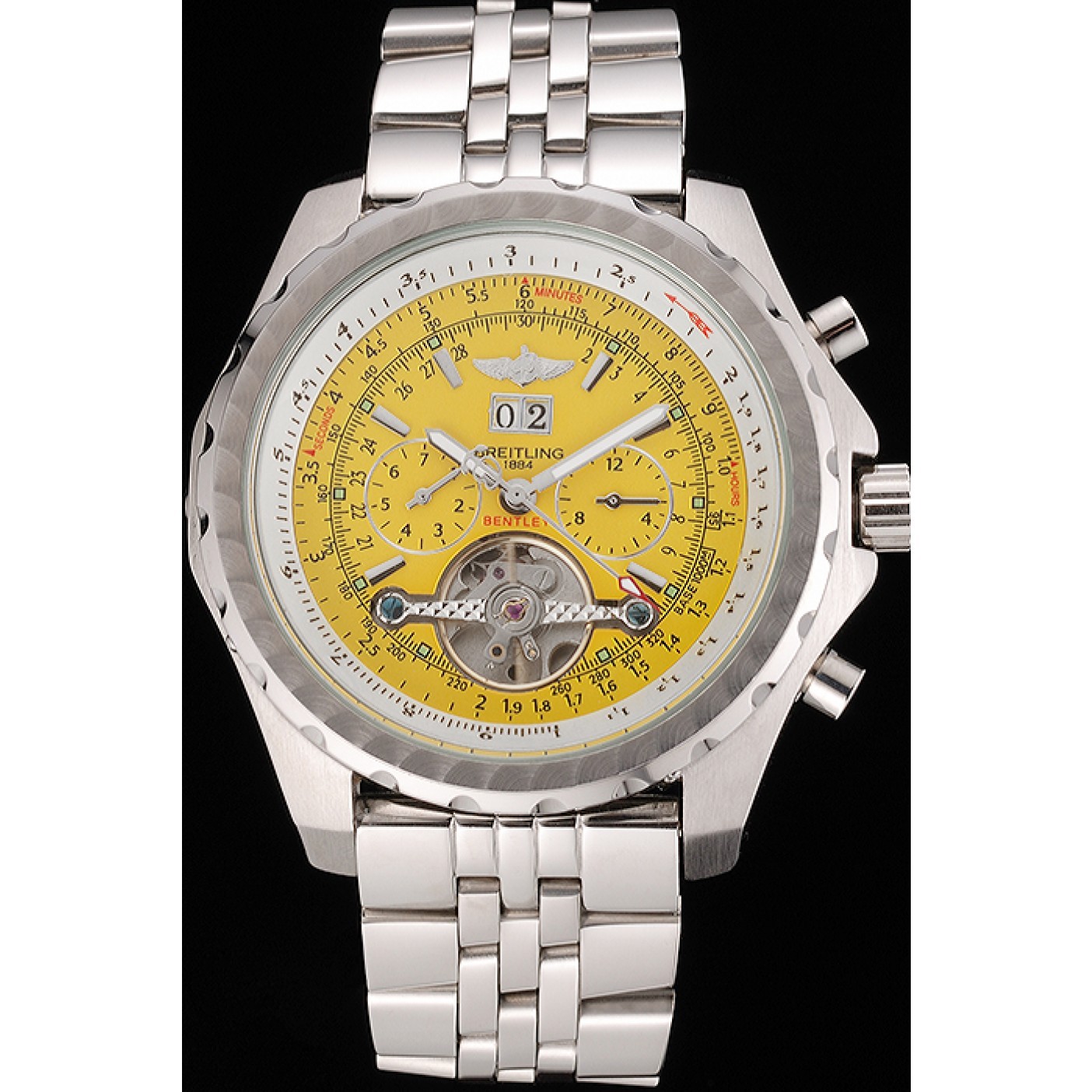 Breitling Bentley Mulliner Tourbillon Yellow Dial Stainless Steel Case And Bracelet 622734