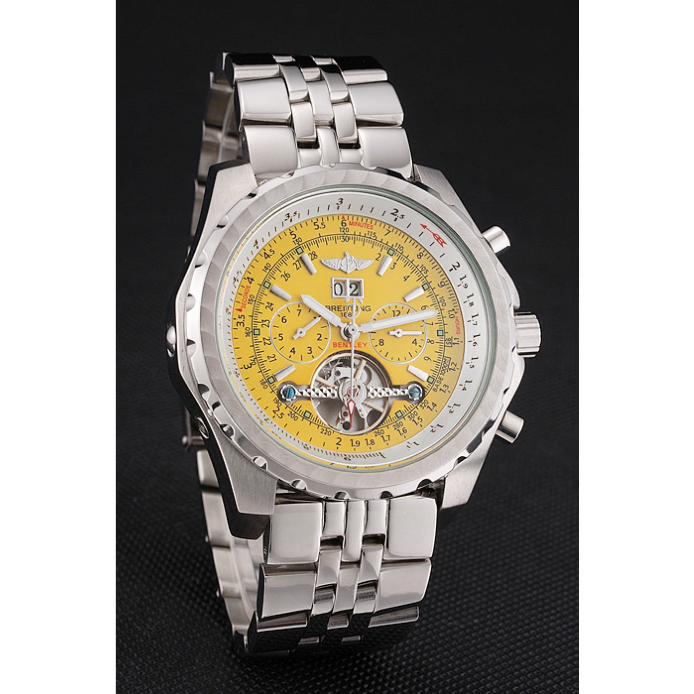 Breitling Bentley Mulliner Tourbillon Yellow Dial Stainless Steel Case And Bracelet 622734