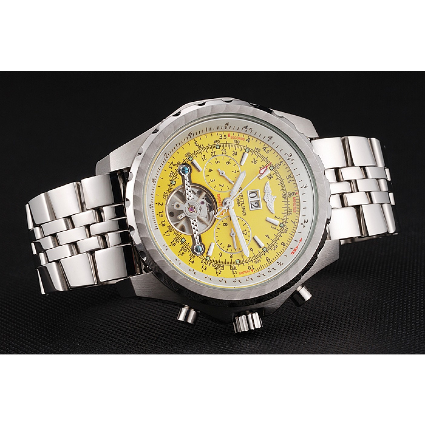 Breitling Bentley Mulliner Tourbillon Yellow Dial Stainless Steel Case And Bracelet 622734