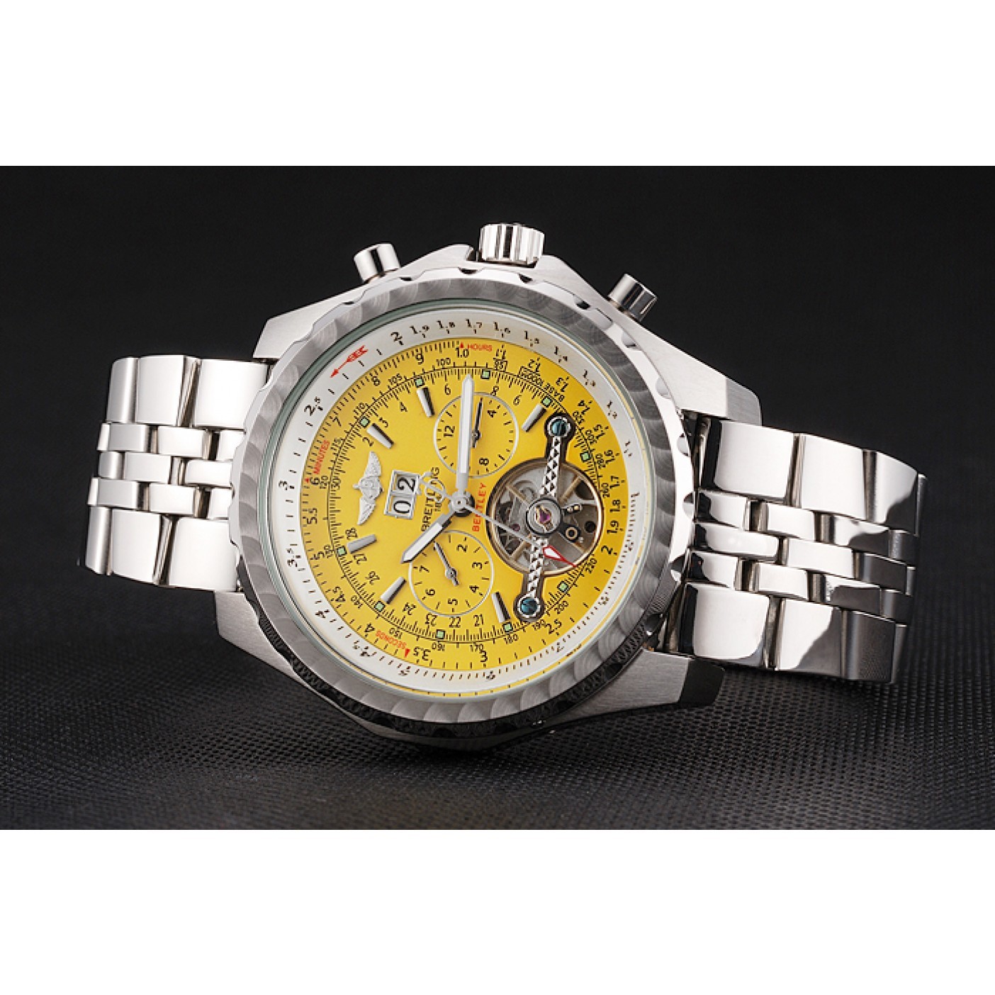 Breitling Bentley Mulliner Tourbillon Yellow Dial Stainless Steel Case And Bracelet 622734