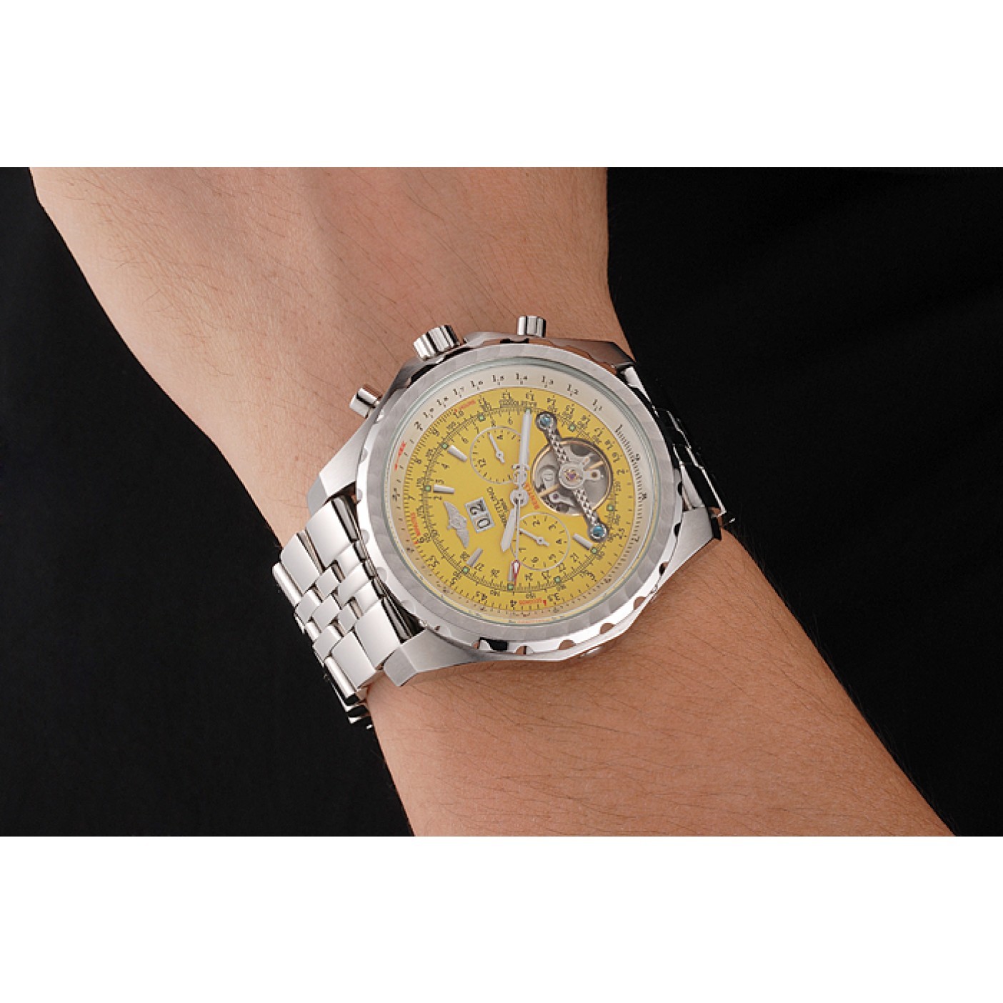 Breitling Bentley Mulliner Tourbillon Yellow Dial Stainless Steel Case And Bracelet 622734