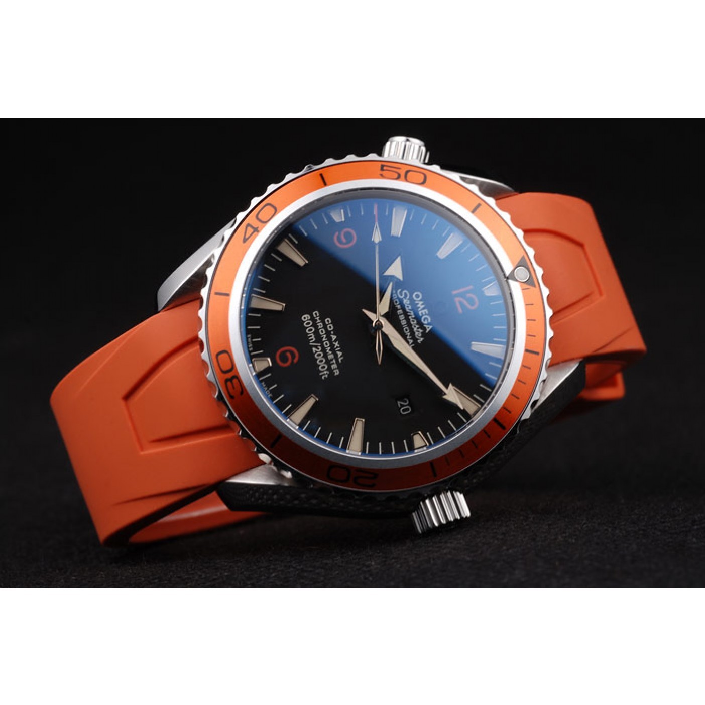 Omega Swiss Seamaster Planet Ocean Big Size Orange Strap