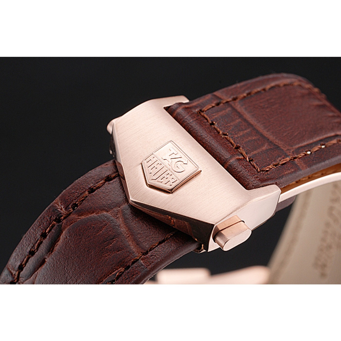 Tag Heuer Carrera Rose Gold Case White Dial Brown Leather Strap 98244