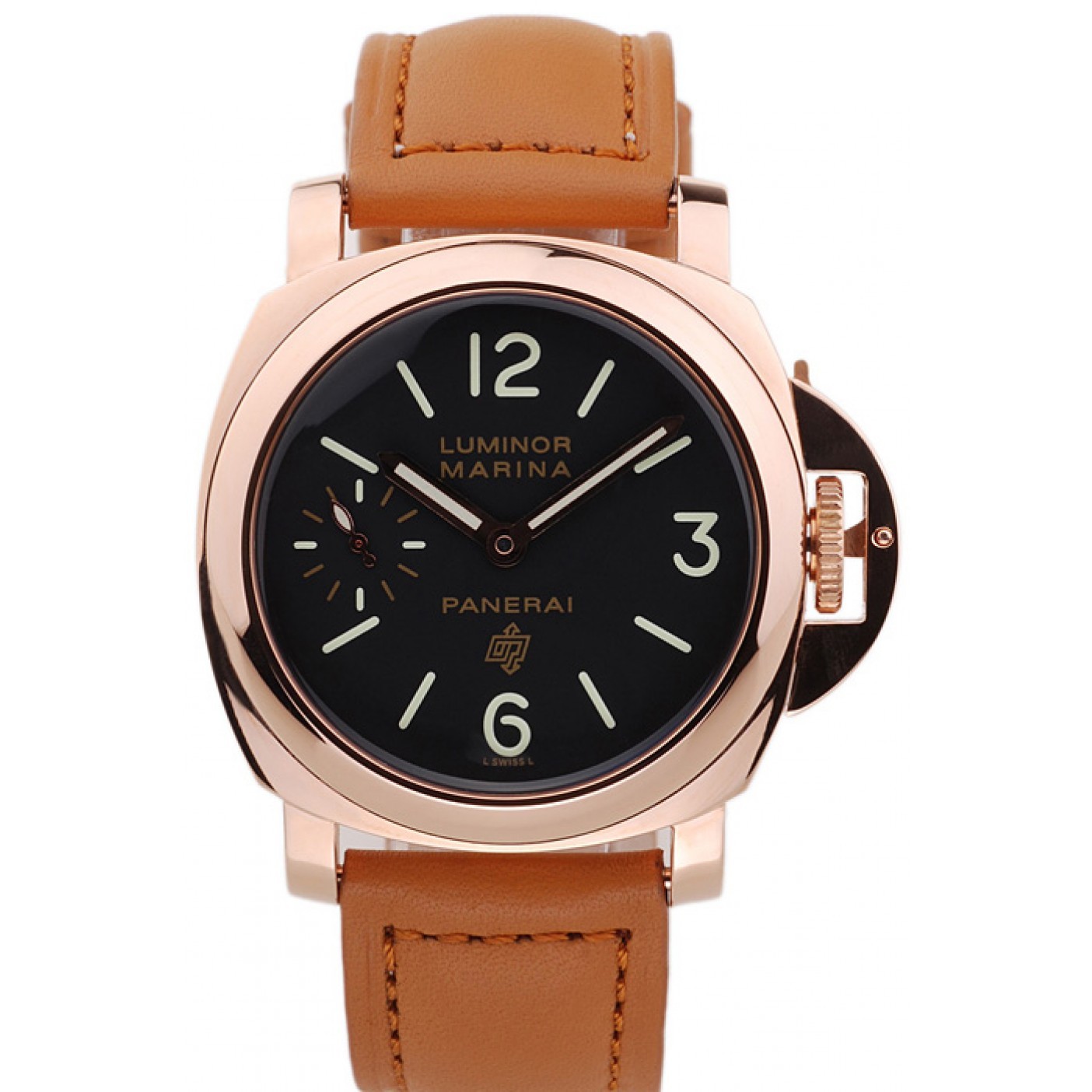 Panerai Luminor Marina Black Dial Brown Leather Bracelet