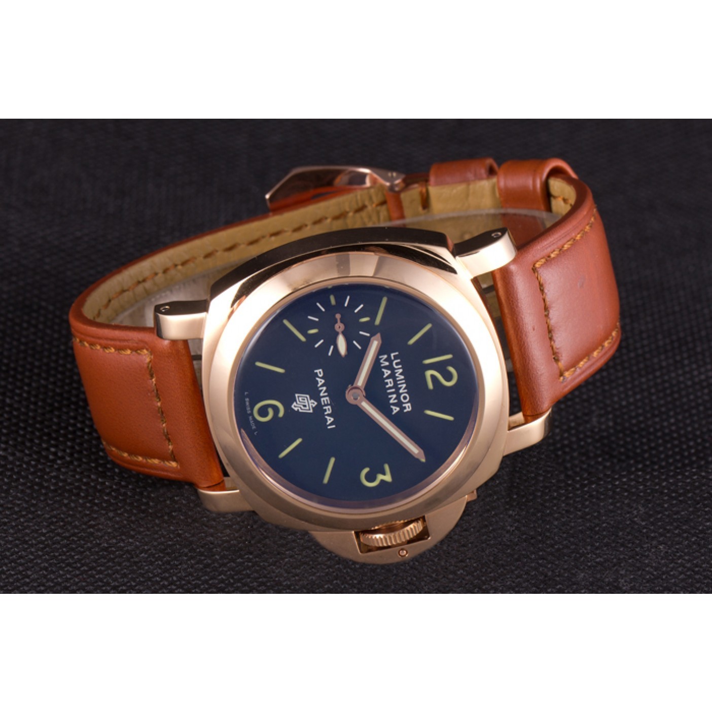 Panerai Luminor Marina Black Dial Brown Leather Bracelet