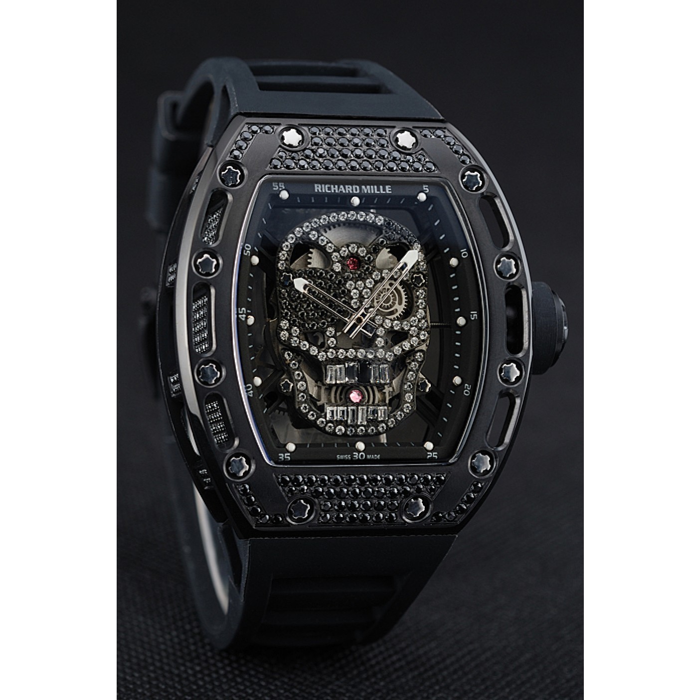 Richard Mille Tourbillon Skull RM 052 Black Case Black Rubber Bracelet 1454260