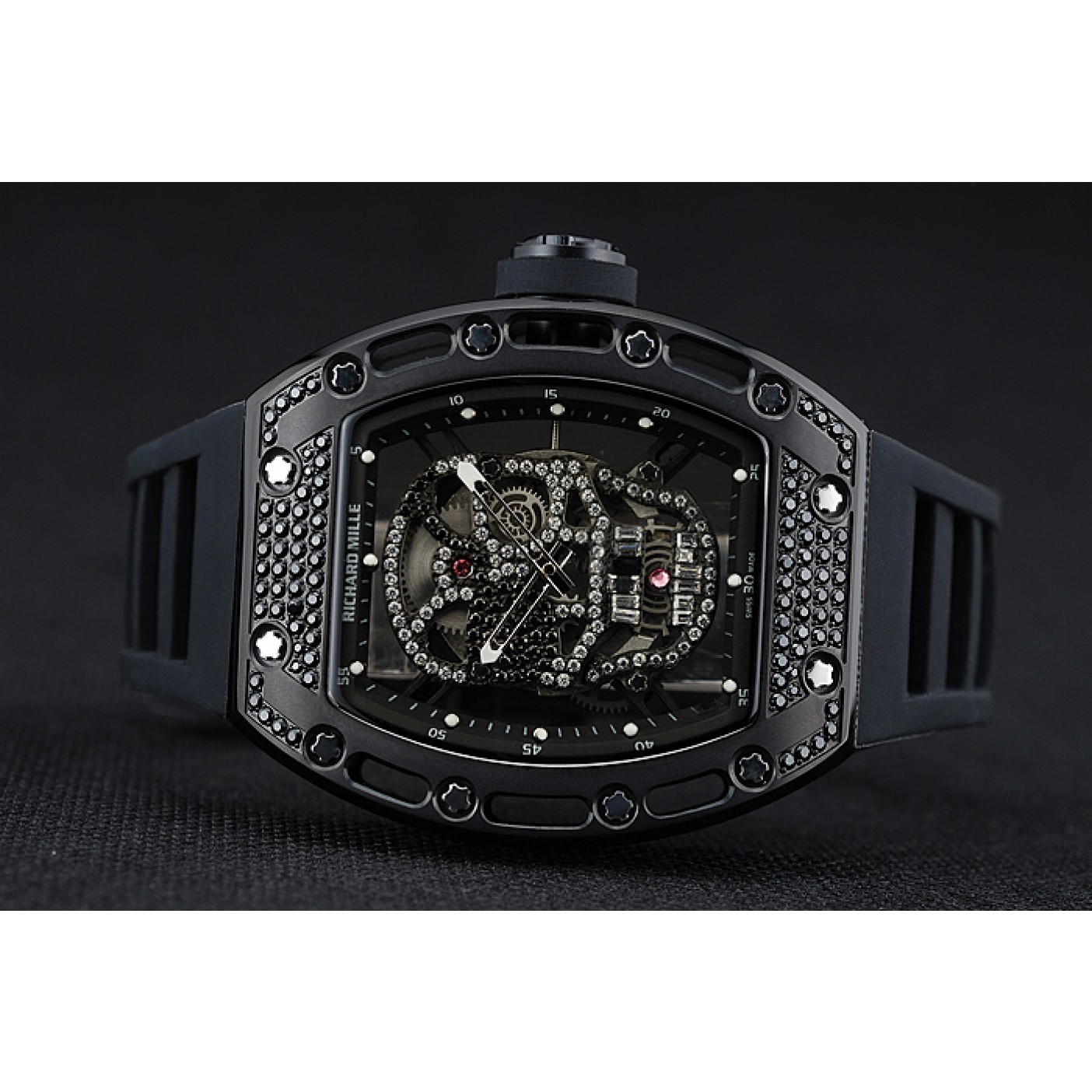 Richard Mille Tourbillon Skull RM 052 Black Case Black Rubber Bracelet 1454260