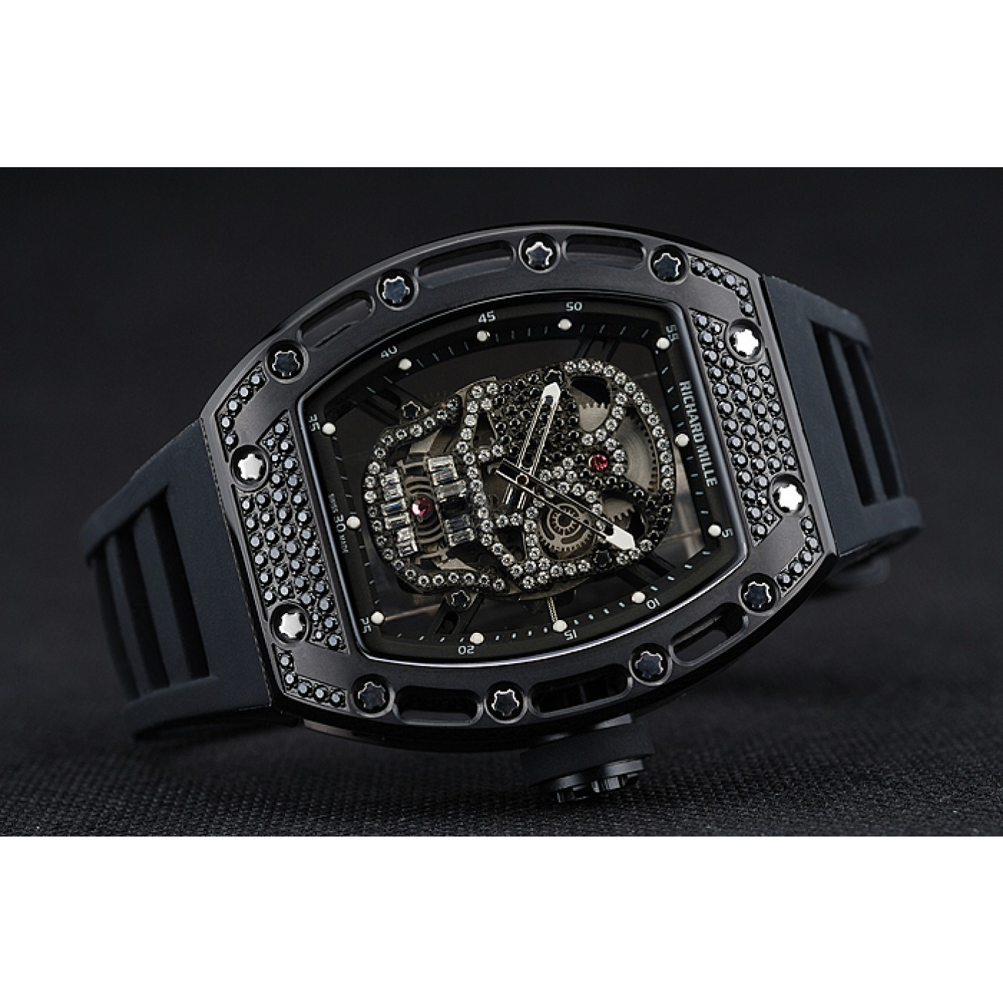 Richard Mille Tourbillon Skull RM 052 Black Case Black Rubber Bracelet 1454260