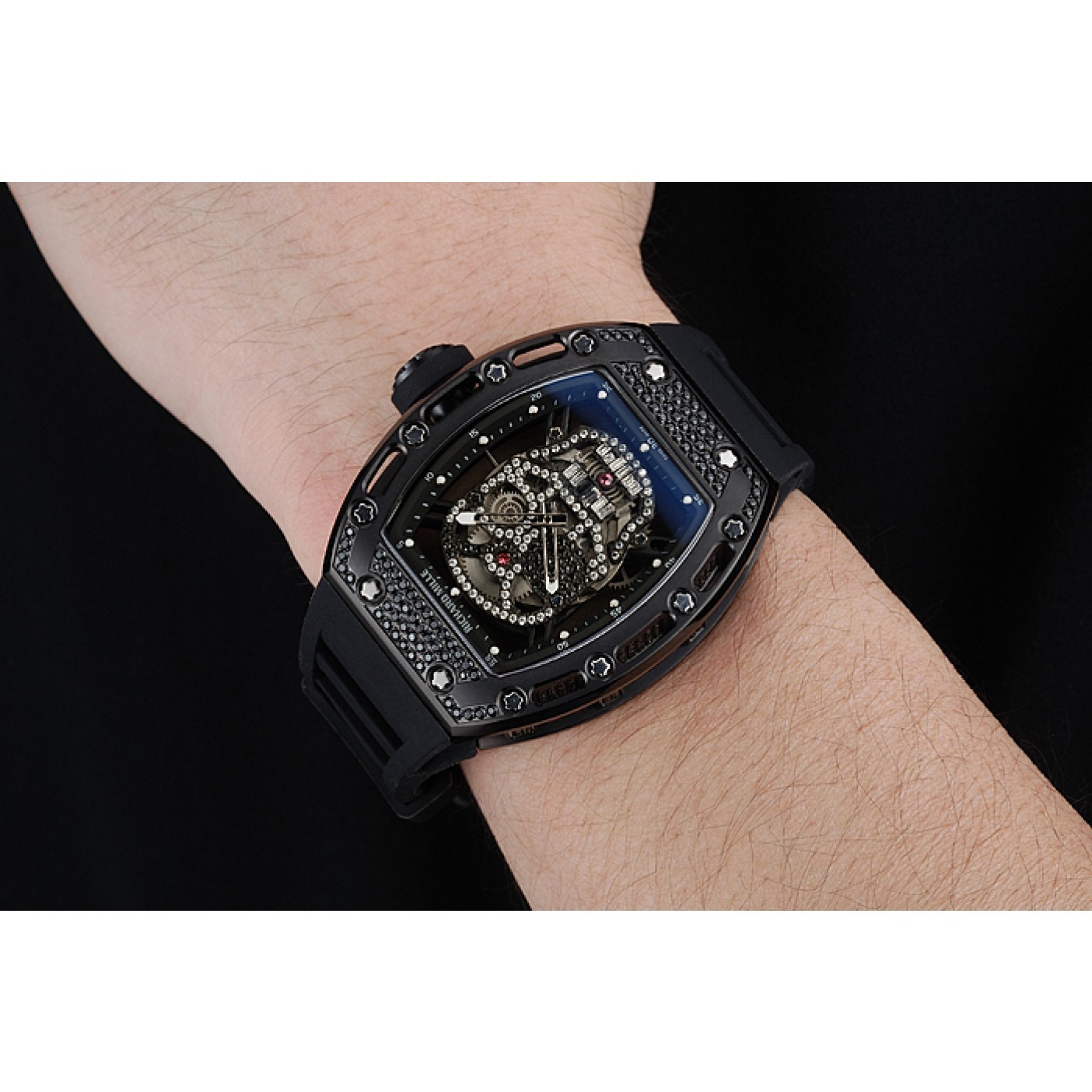 Richard Mille Tourbillon Skull RM 052 Black Case Black Rubber Bracelet 1454260