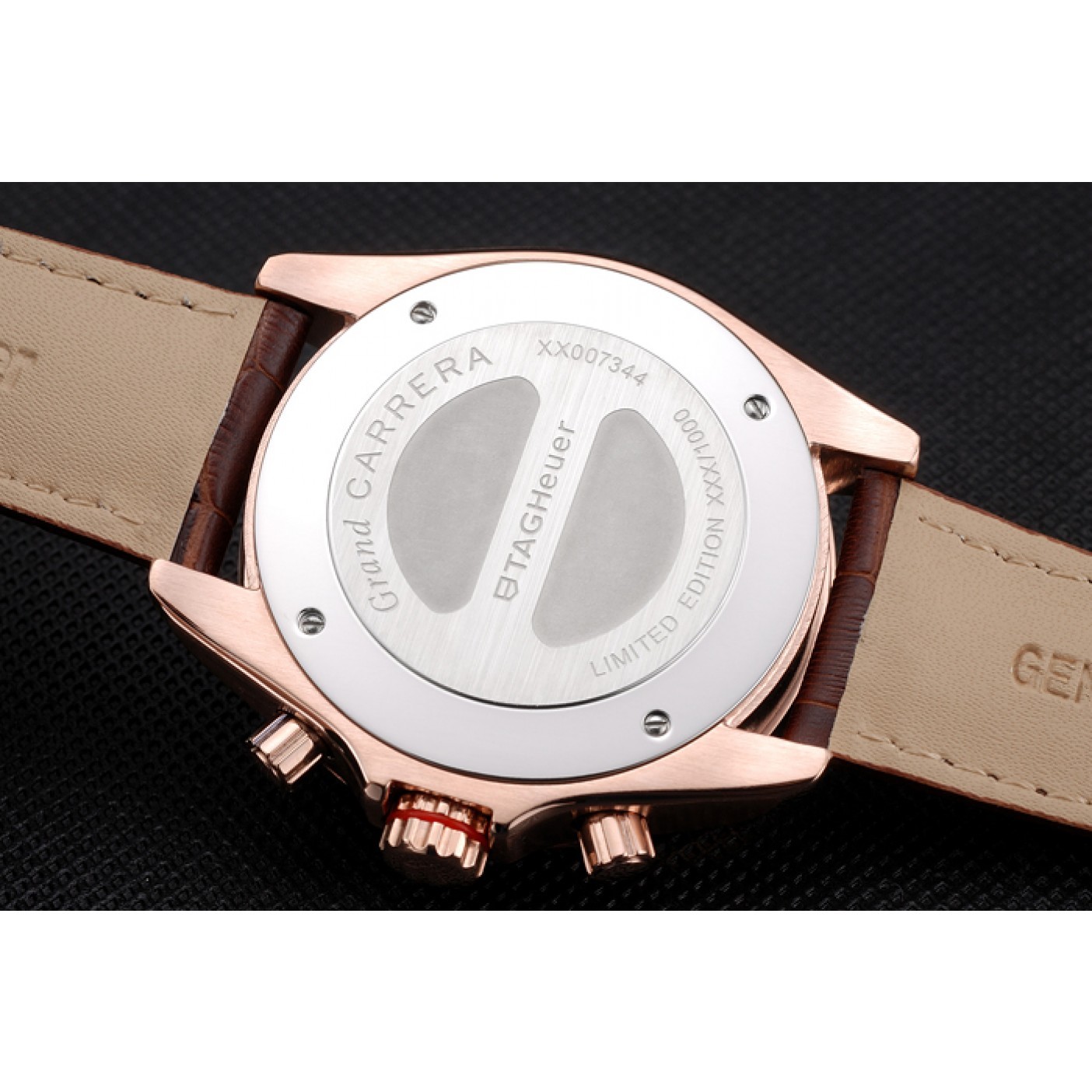 Tag Heuer Carrera Rose Gold Case White Dial Brown Leather Strap 98245