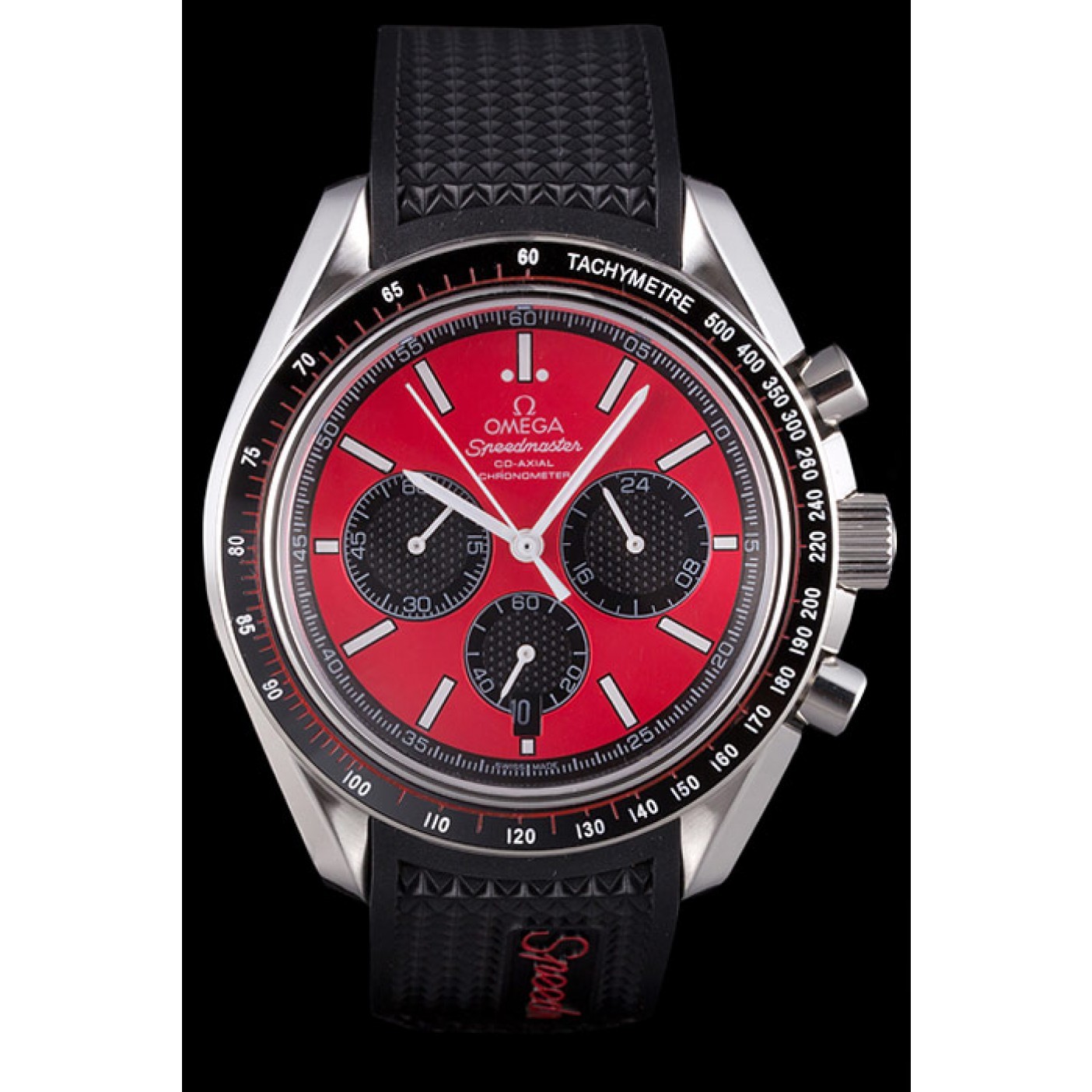 Omega Speedmaster Black Rubber Bracelet Red Dial 801421