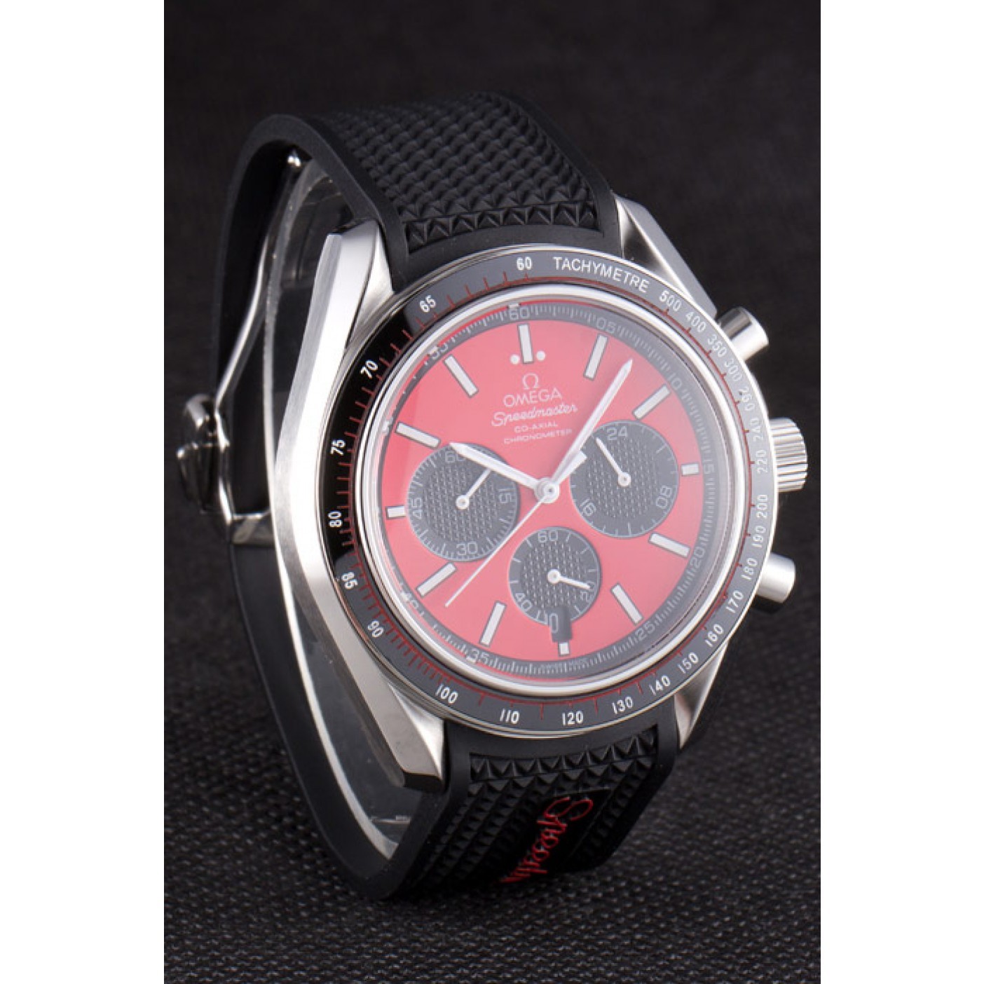 Omega Speedmaster Black Rubber Bracelet Red Dial 801421