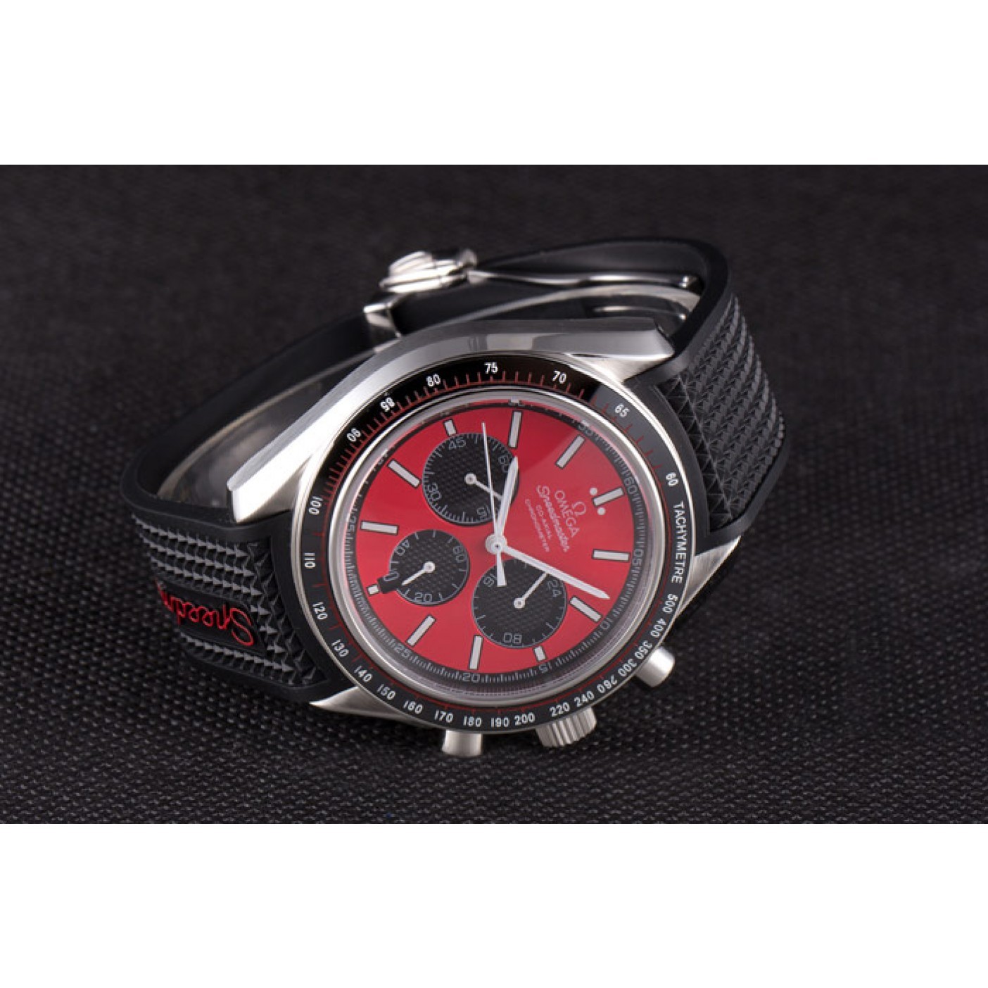 Omega Speedmaster Black Rubber Bracelet Red Dial 801421