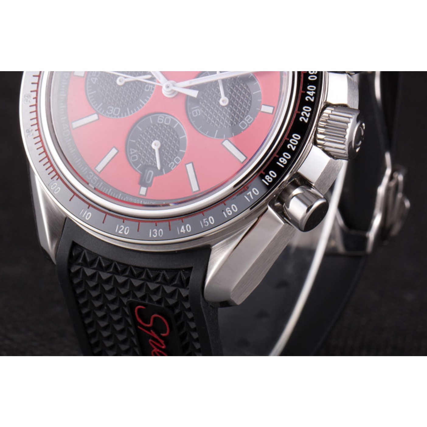 Omega Speedmaster Black Rubber Bracelet Red Dial 801421