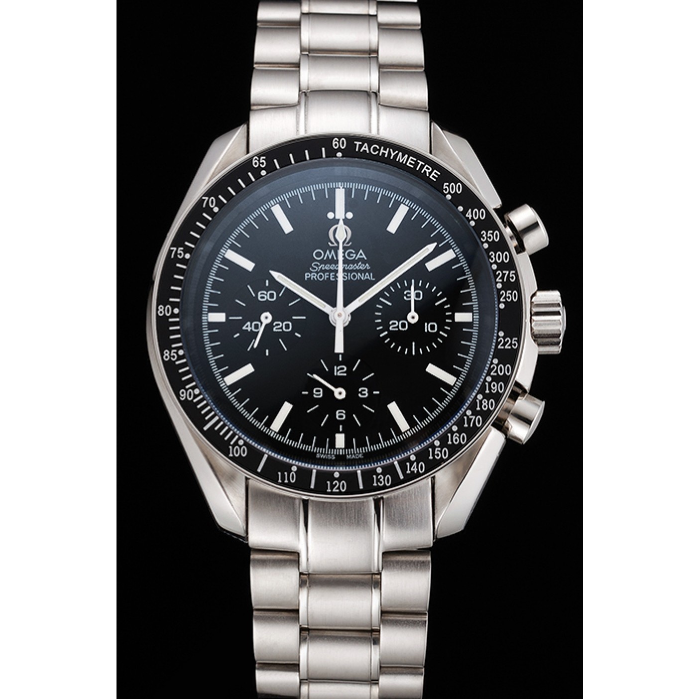 Swiss Omega Speedmaster Professional Black Dial Stainless Steel Case And Bracelet