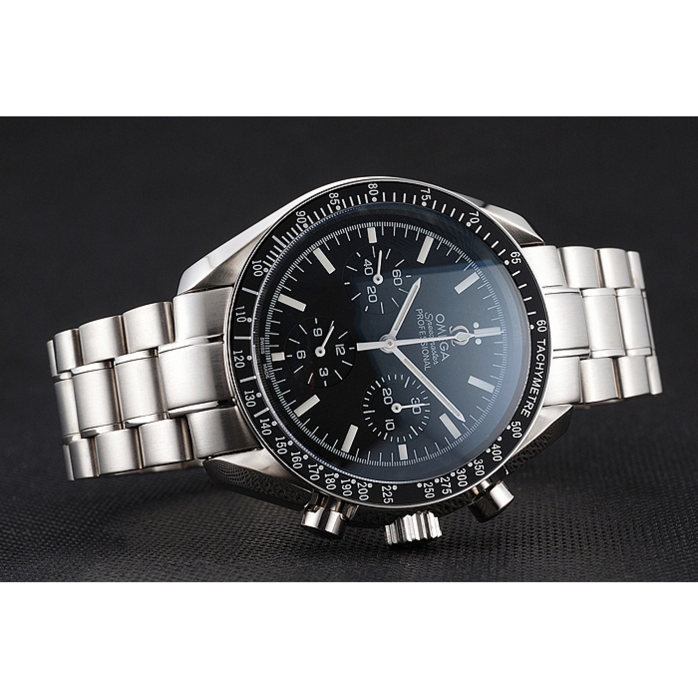 Swiss Omega Speedmaster Professional Black Dial Stainless Steel Case And Bracelet