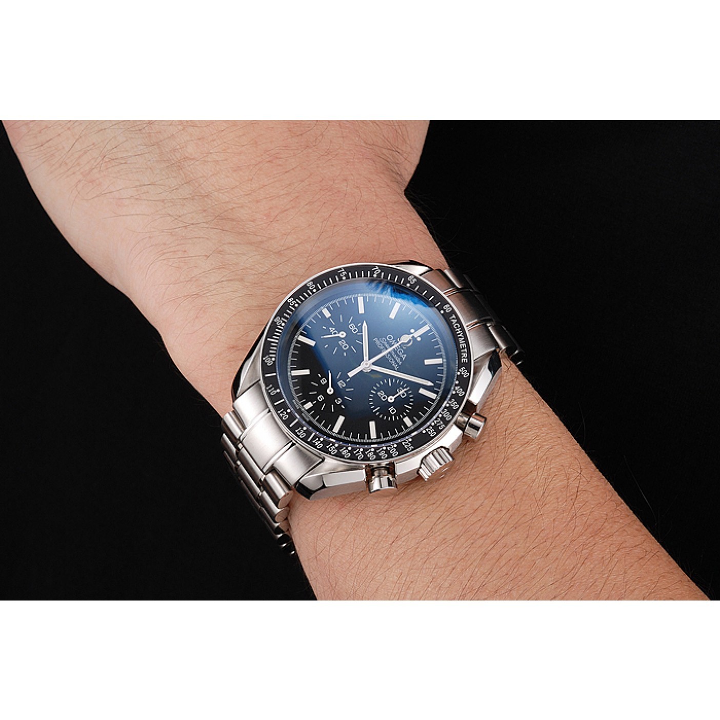 Swiss Omega Speedmaster Professional Black Dial Stainless Steel Case And Bracelet