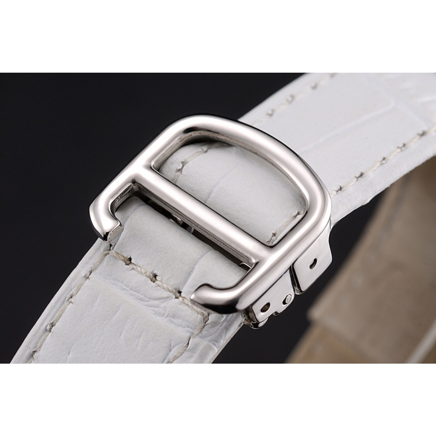 Cheap Cartier Ronde White Dial Stainless Steel Case White Leather Strap