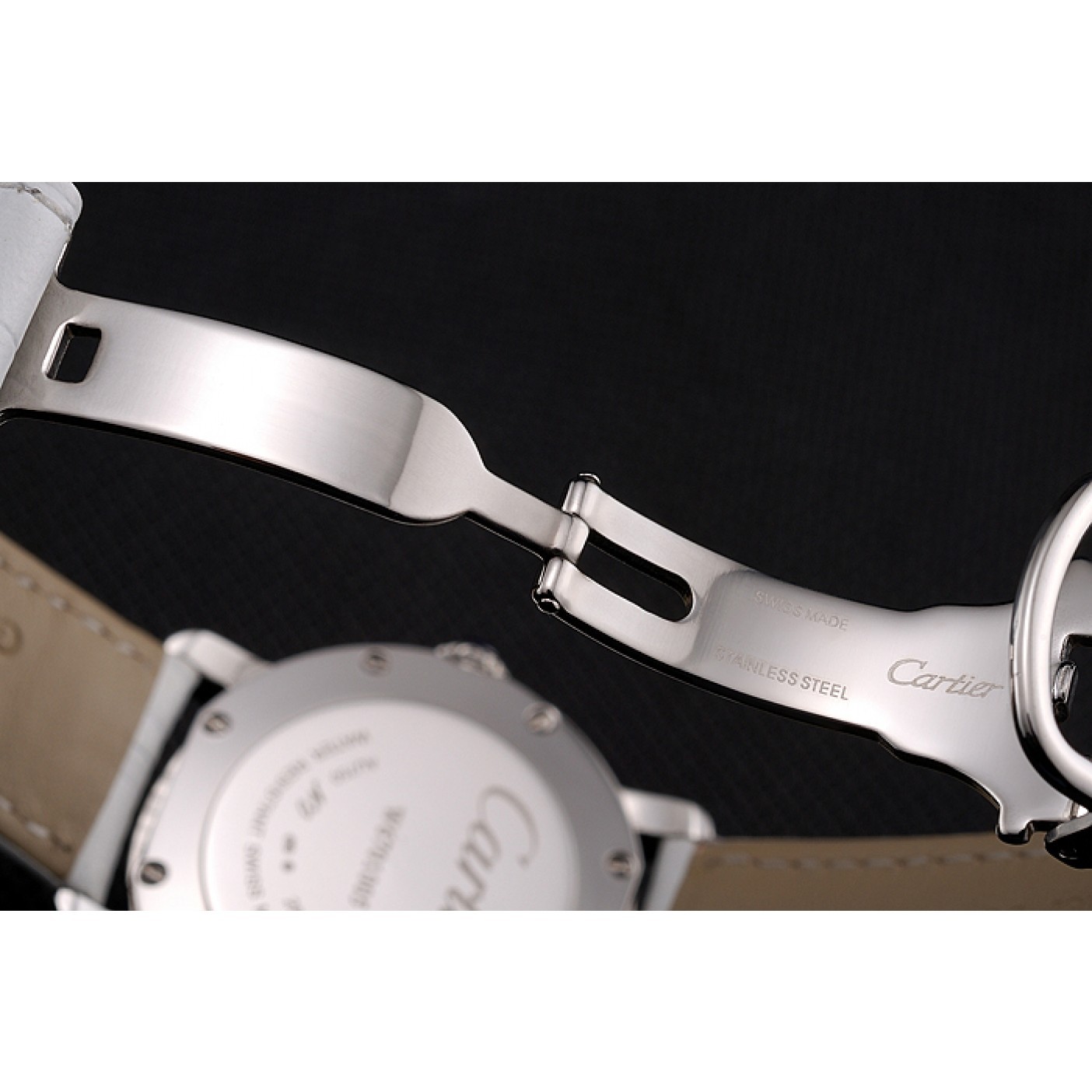 Cheap Cartier Ronde White Dial Stainless Steel Case White Leather Strap