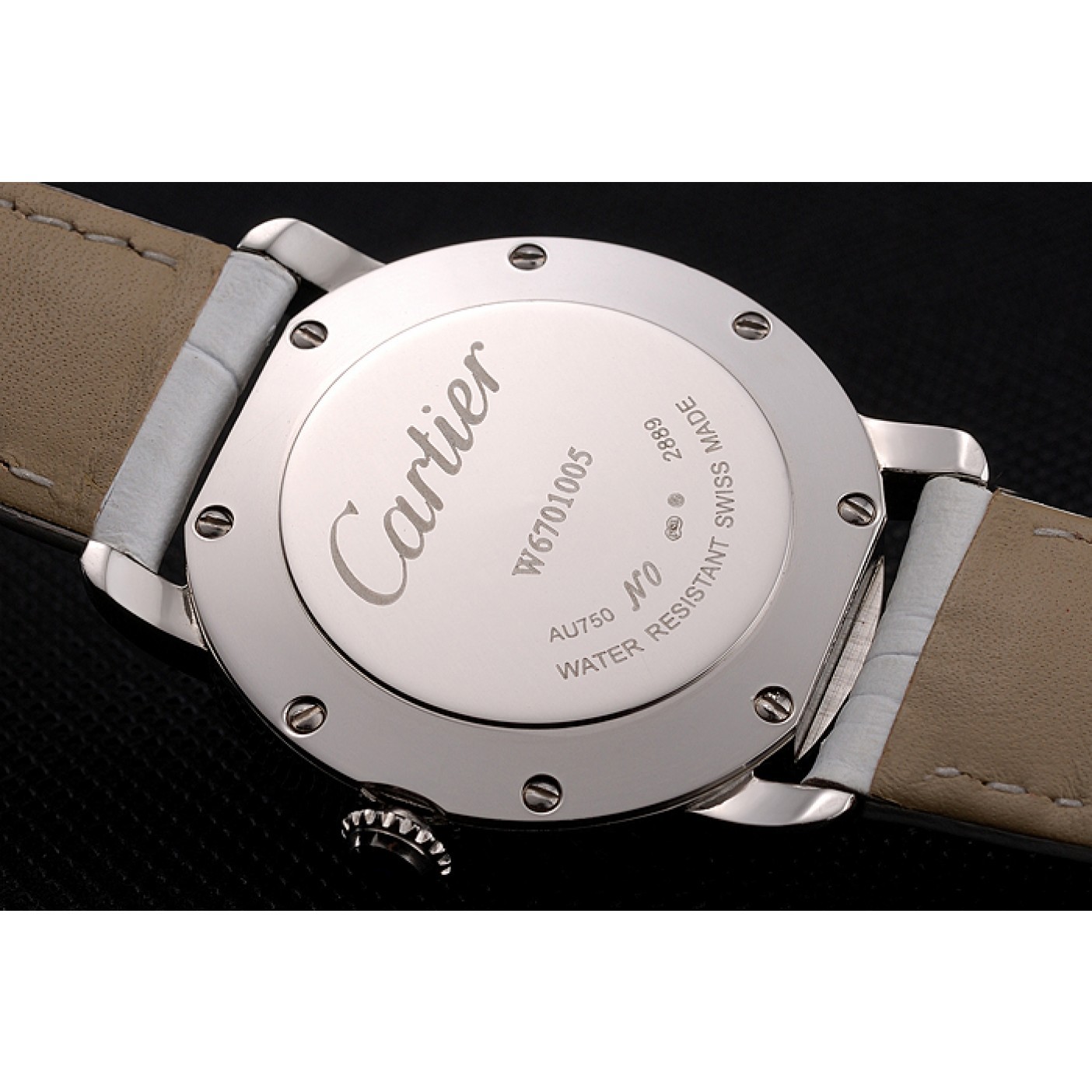 Cheap Cartier Ronde White Dial Stainless Steel Case White Leather Strap