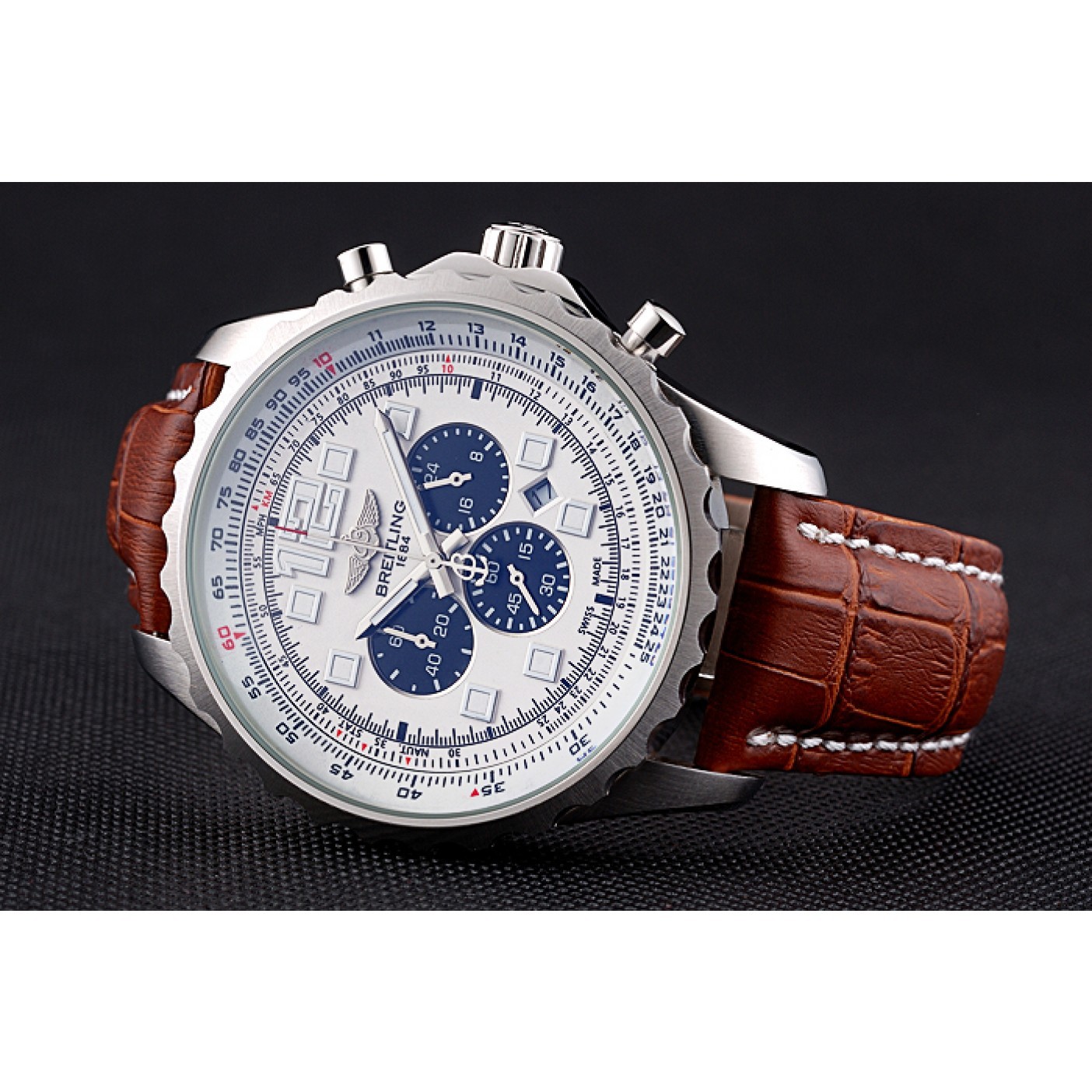 Breitling Navitimer Brown Leather Strap White Dial