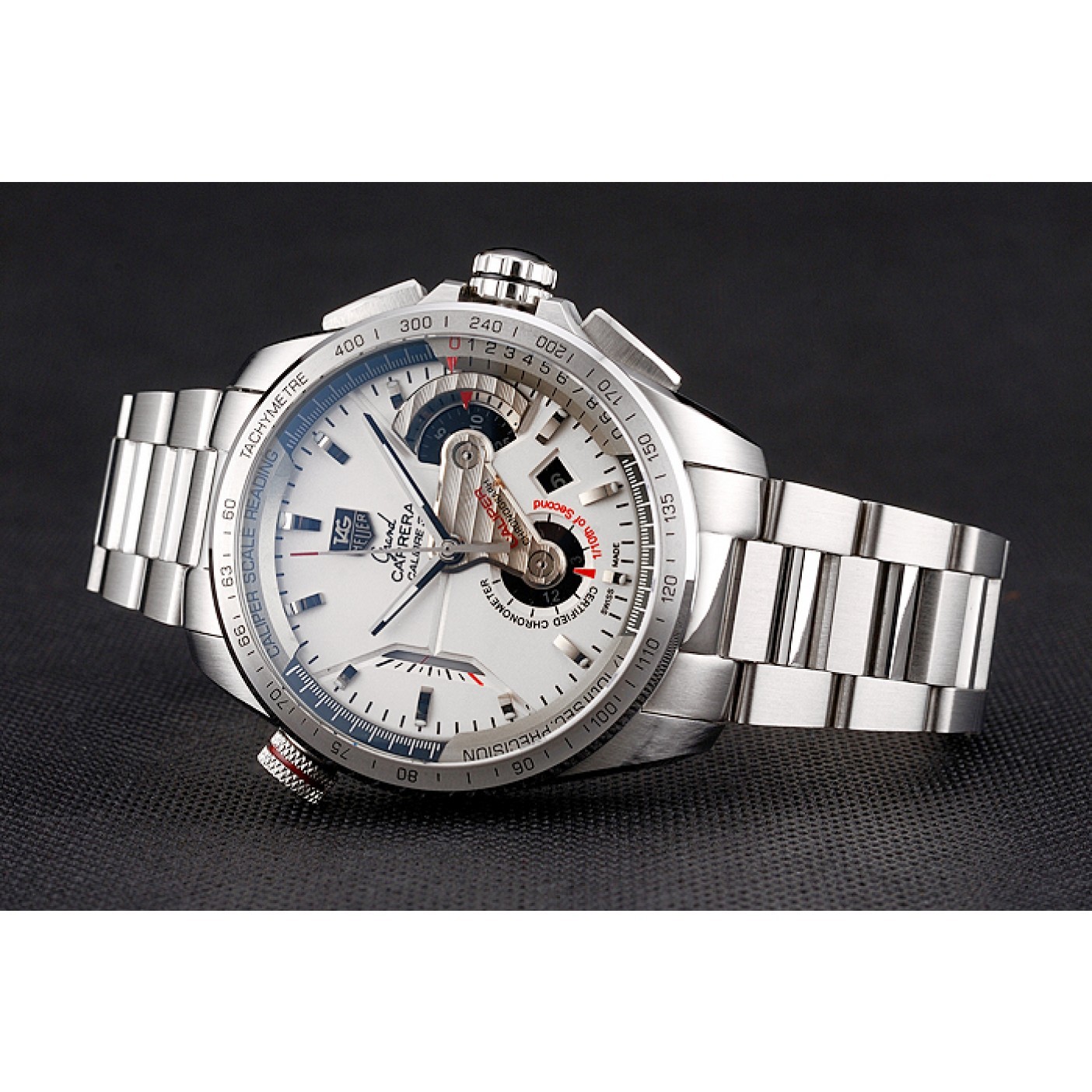 Tag Heuer Swiss Carrera Tachymeter Bezel Stainless Steel White Dial