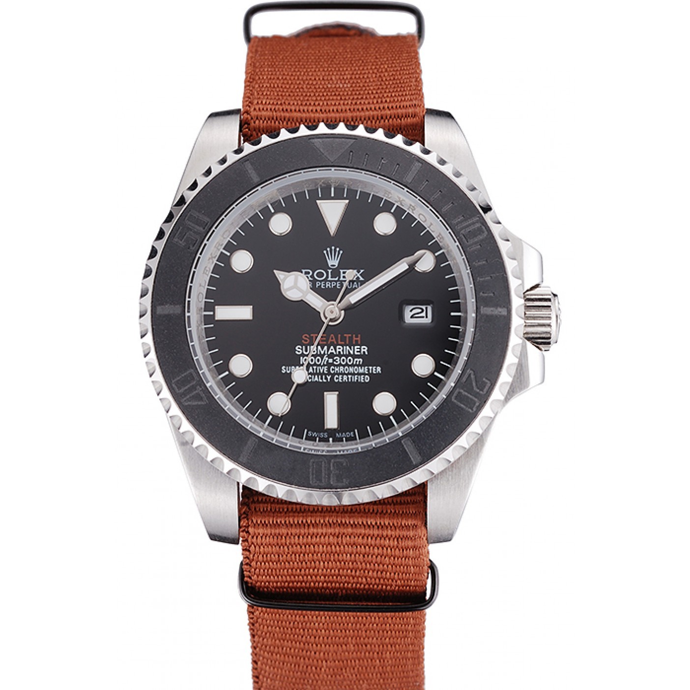 RepTime Watches Rolex Submariner STEALTH MK III Brown Fabric Band rl425 621387