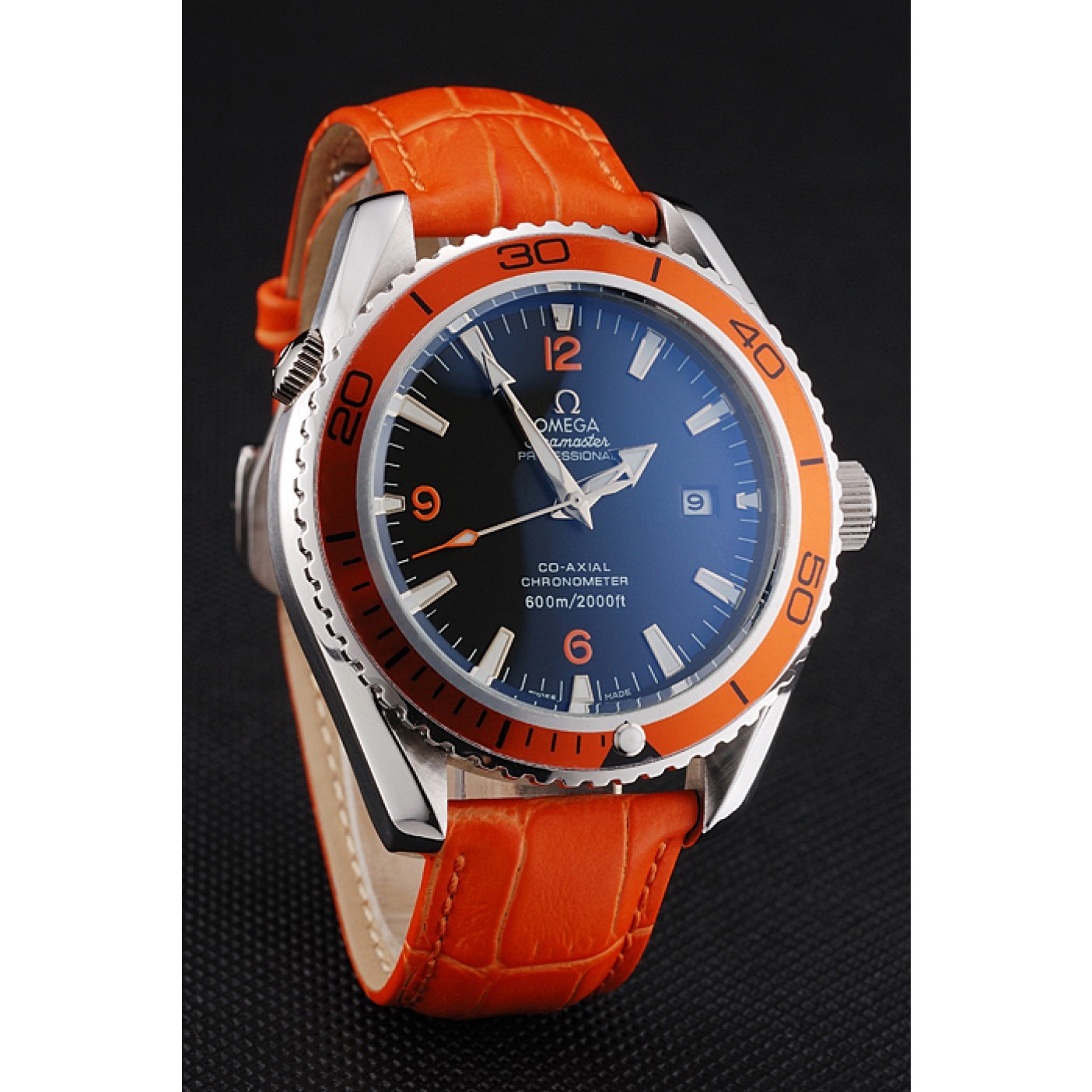 Omega Seamaster Planet Ocean Co-axial Orange Case Black Dial 98100