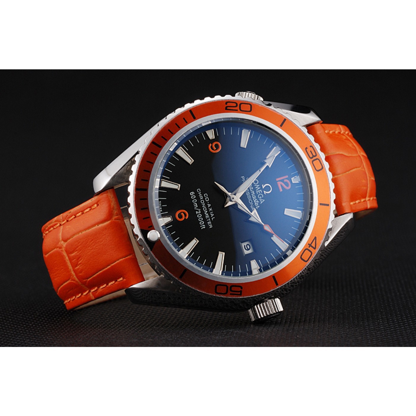 Omega Seamaster Planet Ocean Co-axial Orange Case Black Dial 98100