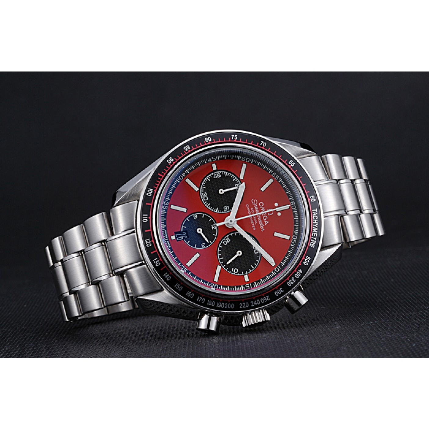 Omega Speedmaster Red Grey Stainless Steel Strap 622054