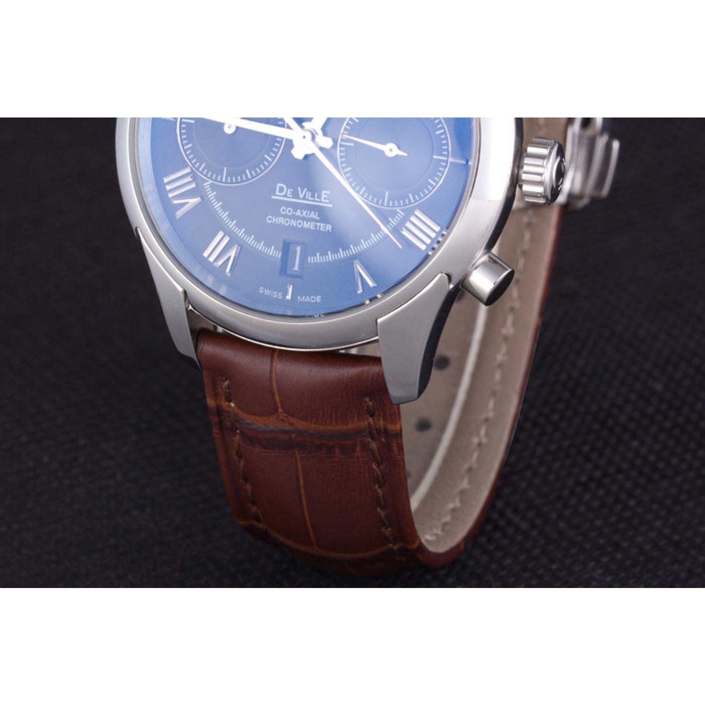 Omega DeVille Silver Bezel with Grey Dial and Brown Leather Strap 621567