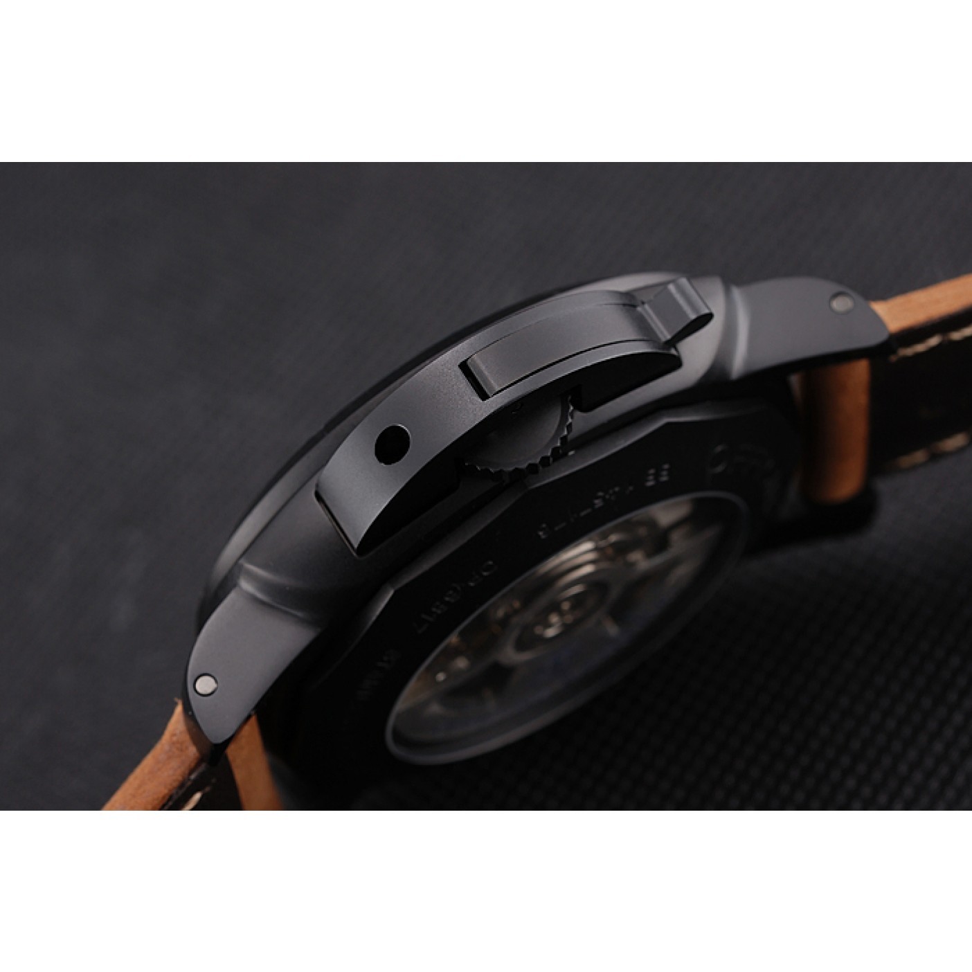 Panerai Luminor 1950 3 Days Power Reserve Black Dial Black Case Brown Suede Leather Strap