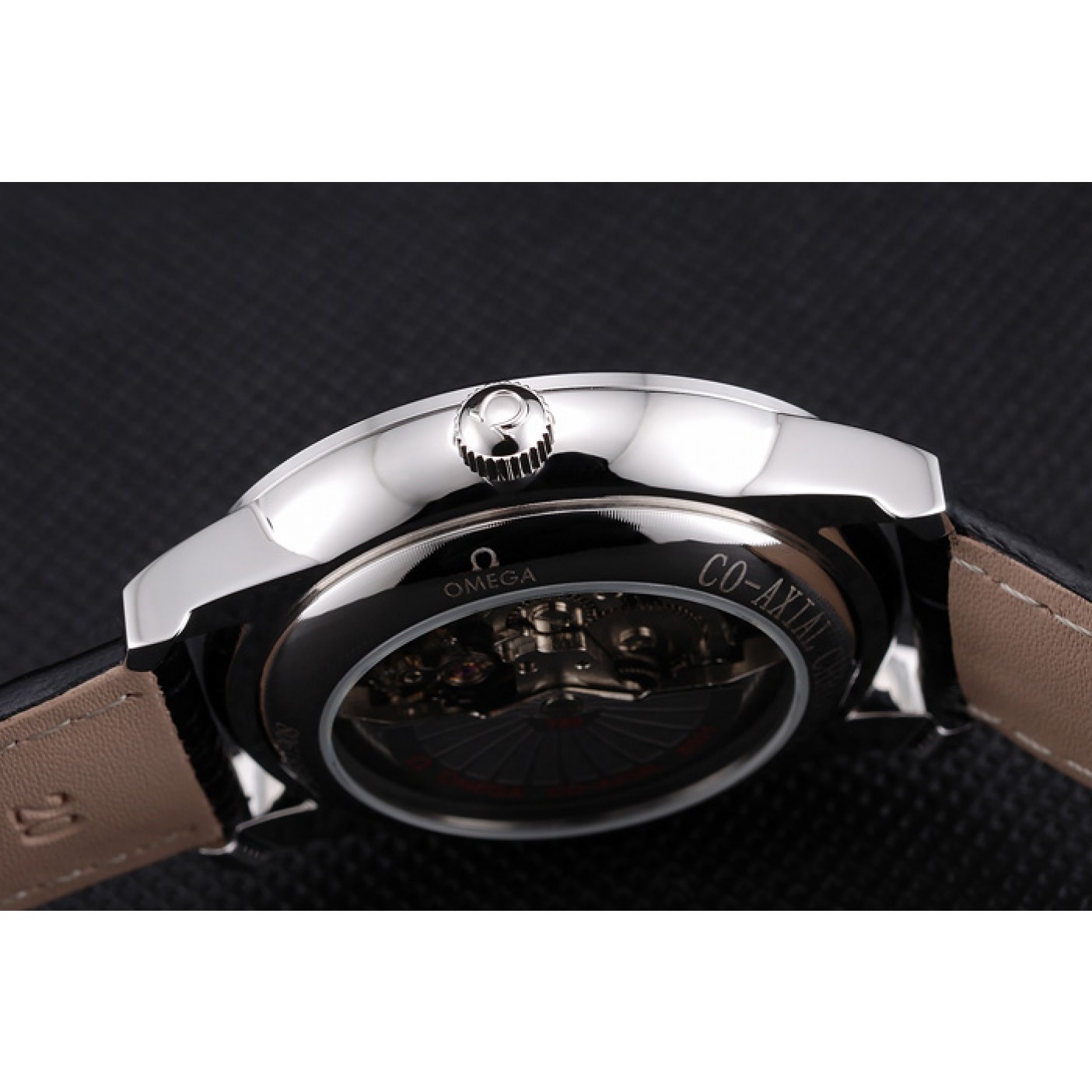 Omega De Ville Prestige Co-Axial Black Dial Silver Case Black Leather Strap Roman Numeral