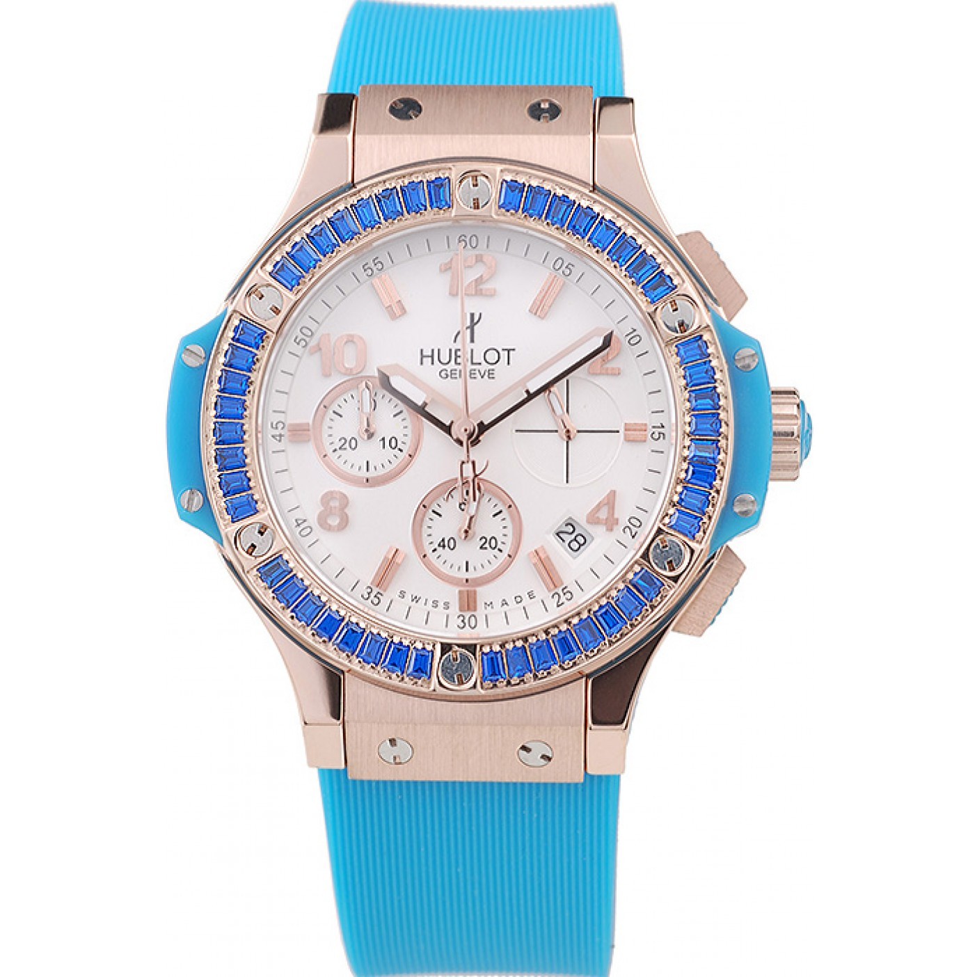 Hublot Big Bang Tutti Frutti Blue Strap Gold Dial