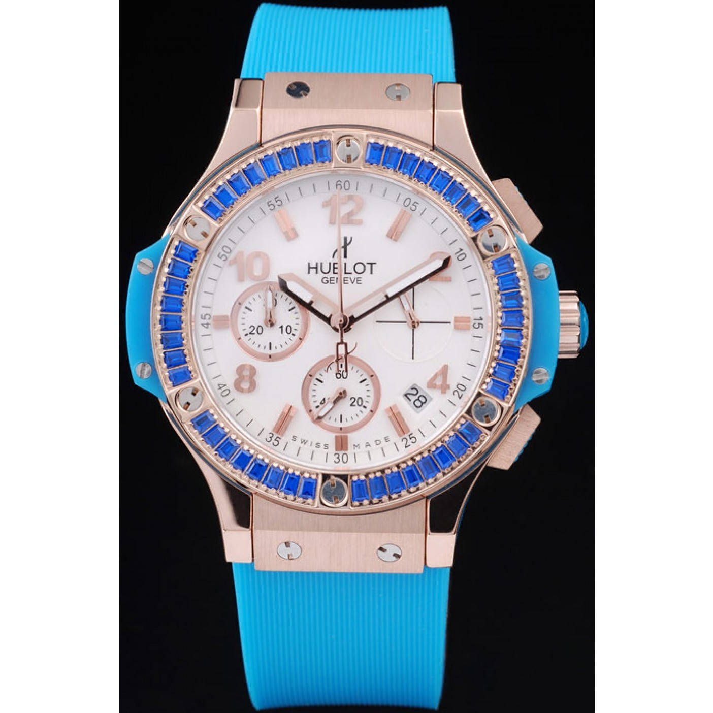 Hublot Big Bang Tutti Frutti Blue Strap Gold Dial