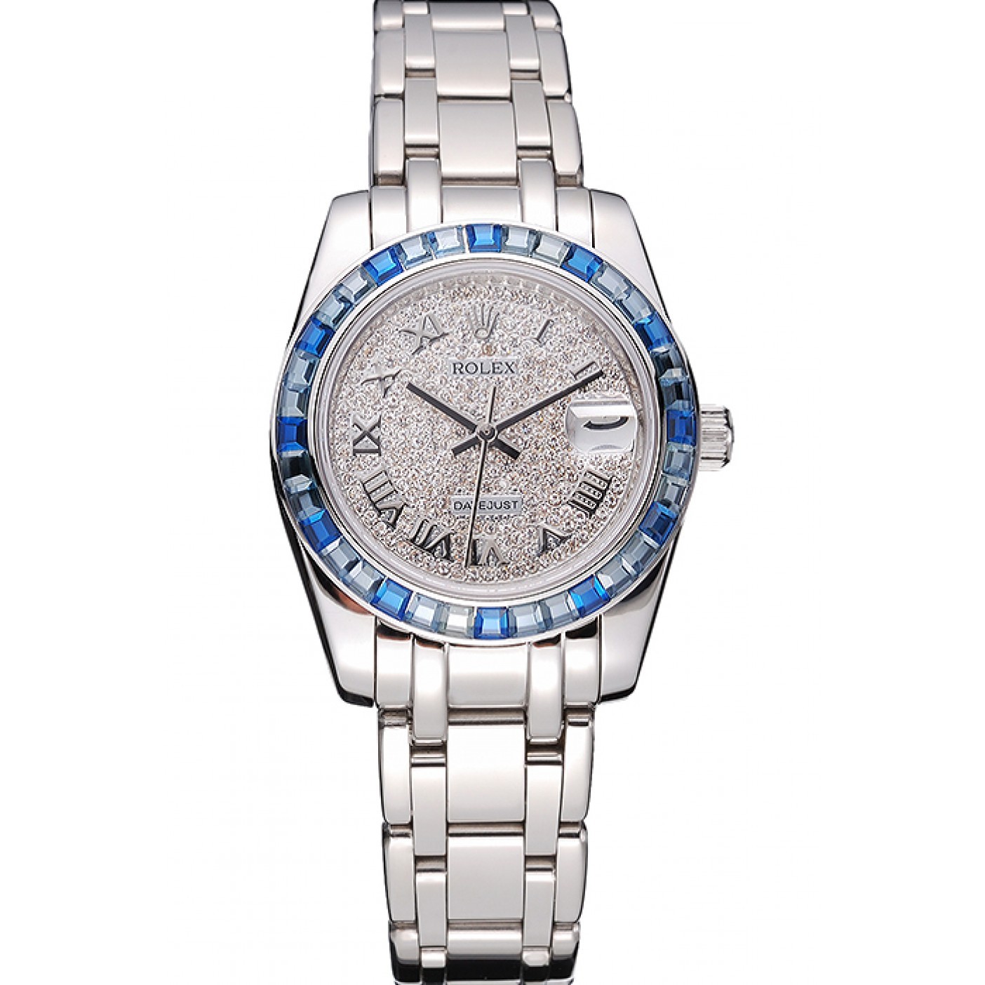 RepTime Watches Rolex Datejust Diamond Dial Blue Jewels Bezel Stainless Steel Case And Bracelet 622834