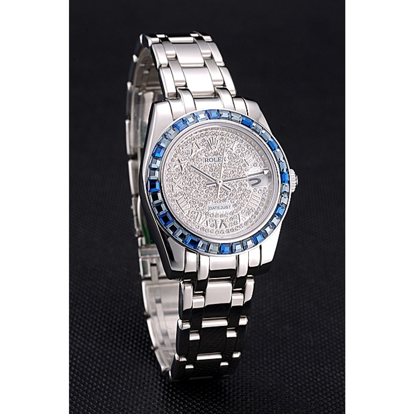 RepTime Watches Rolex Datejust Diamond Dial Blue Jewels Bezel Stainless Steel Case And Bracelet 622834