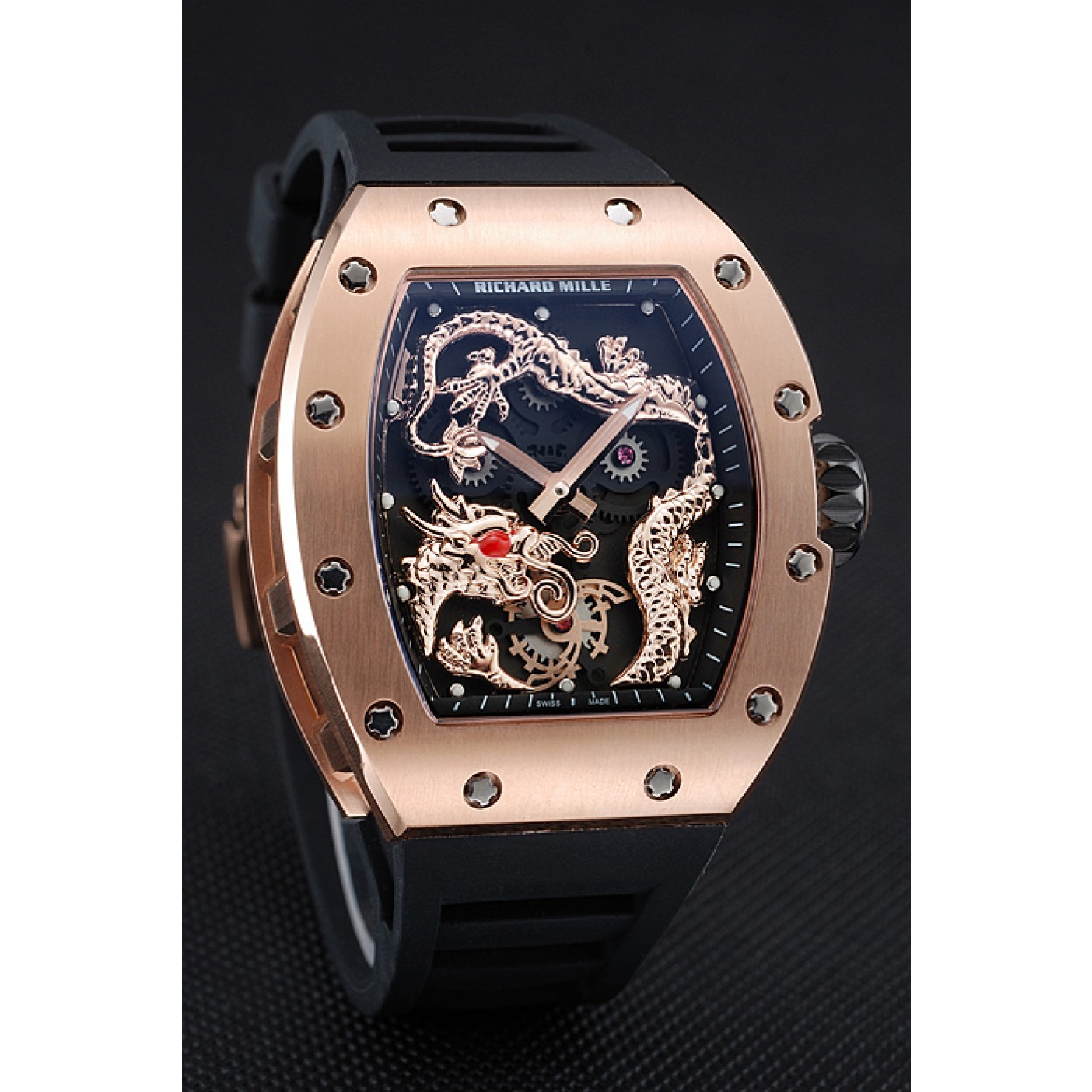 Richard Mille RM 057 Tourbillon Dragon Jackie Chan Gold Case Black Rubber Bracelet 1454200