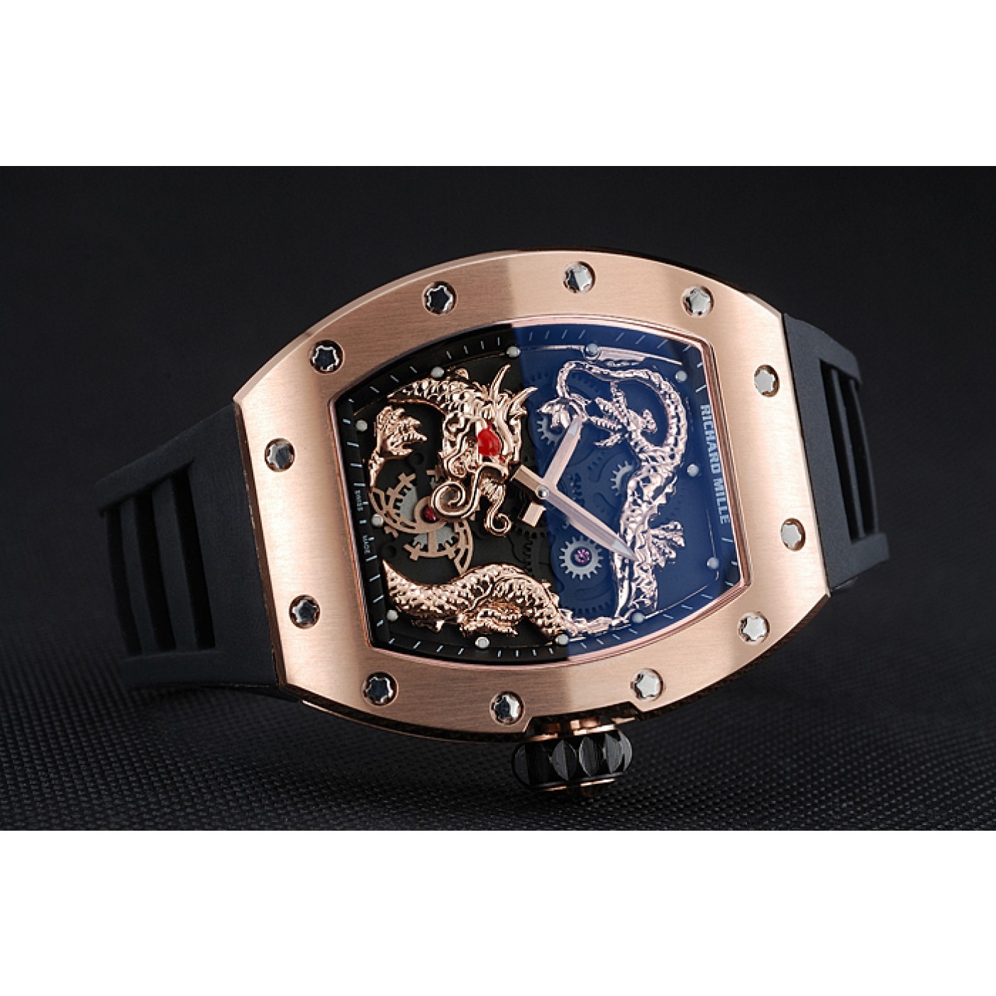 Richard Mille RM 057 Tourbillon Dragon Jackie Chan Gold Case Black Rubber Bracelet 1454200