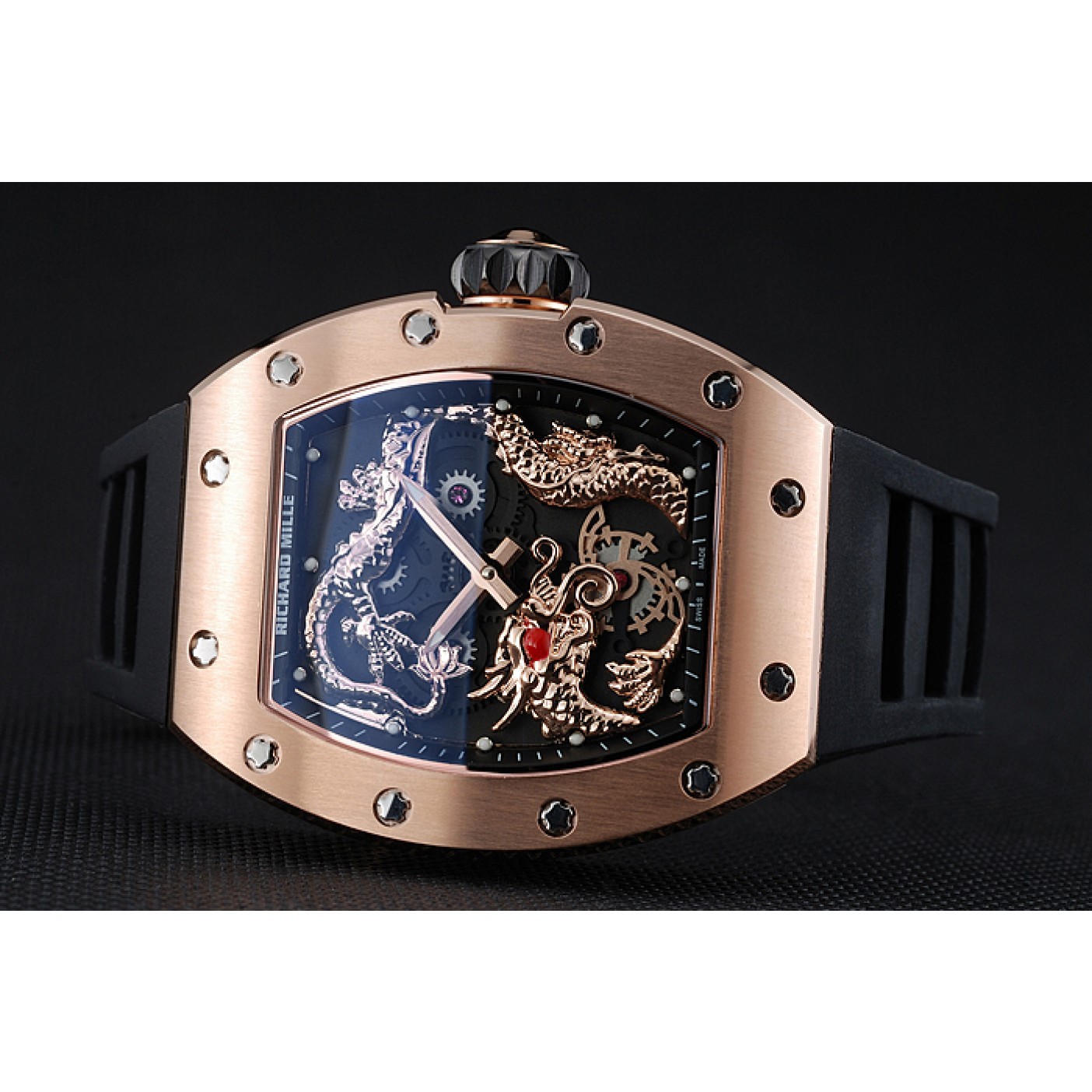 Richard Mille RM 057 Tourbillon Dragon Jackie Chan Gold Case Black Rubber Bracelet 1454200