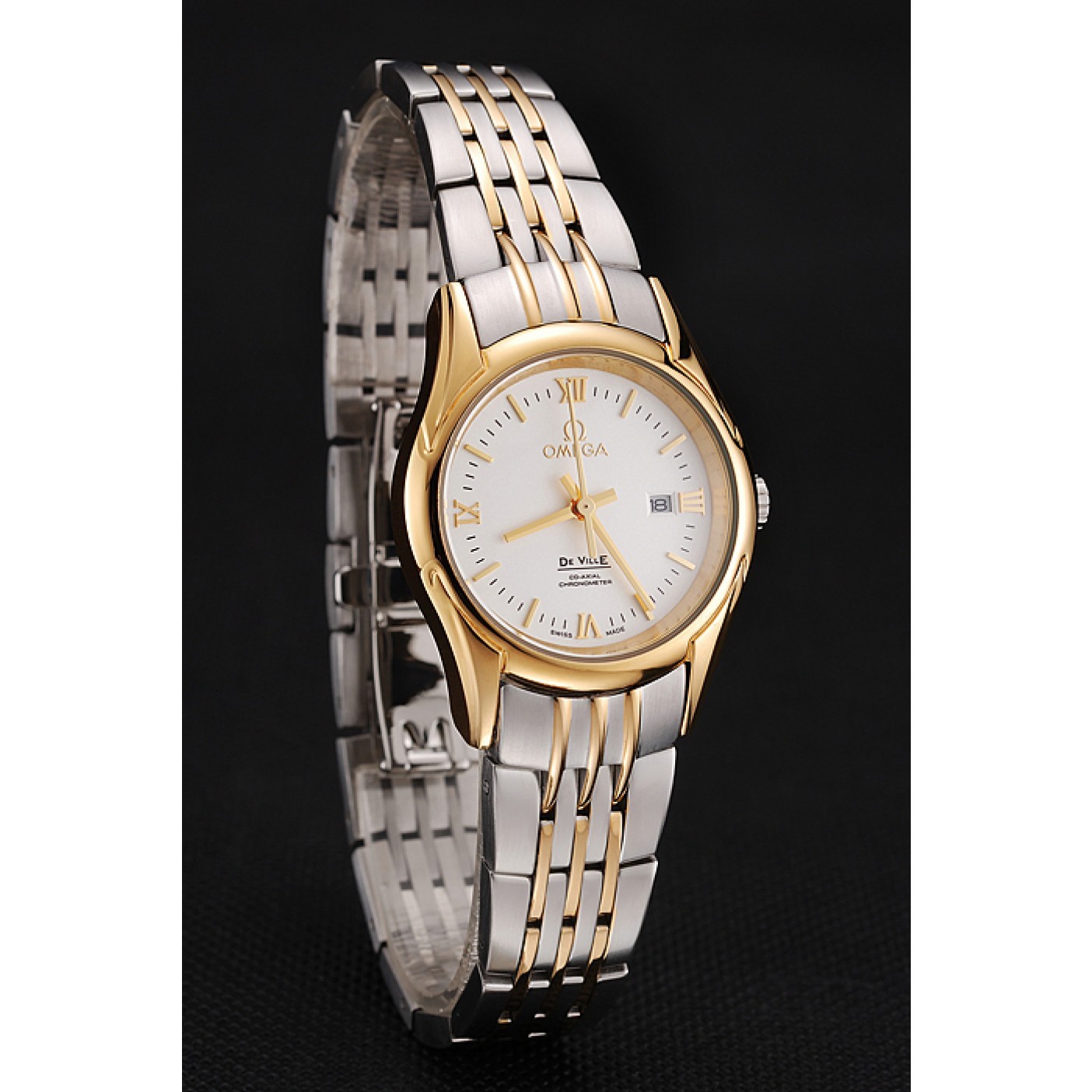 Omega De Ville Ladies White Dial Gold Case Two Tone Bracelet 1453786