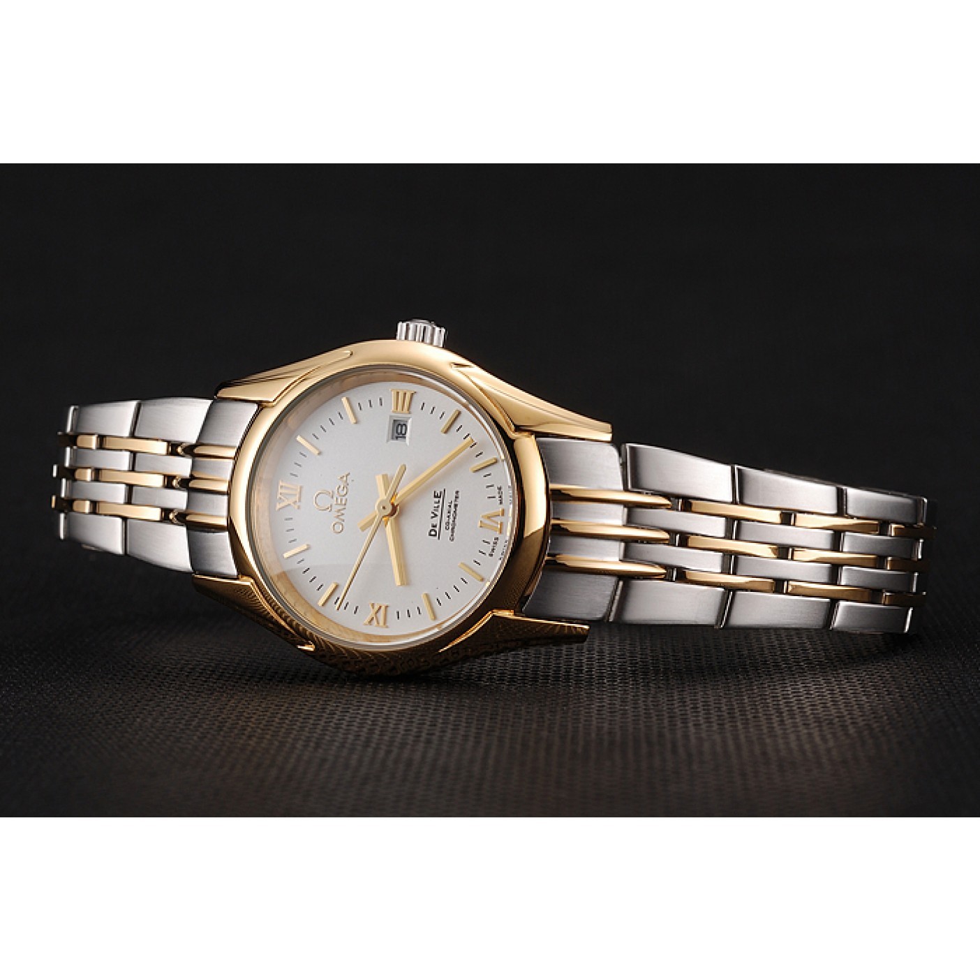 Omega De Ville Ladies White Dial Gold Case Two Tone Bracelet 1453786