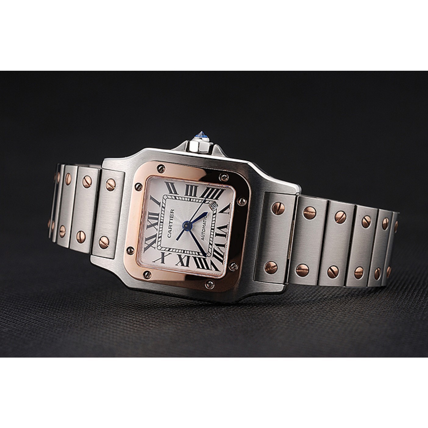 Rep Swiss Cartier Santos De Cartier Galbee Rose Gold and Steel Case Steel Bracelet Small 622645