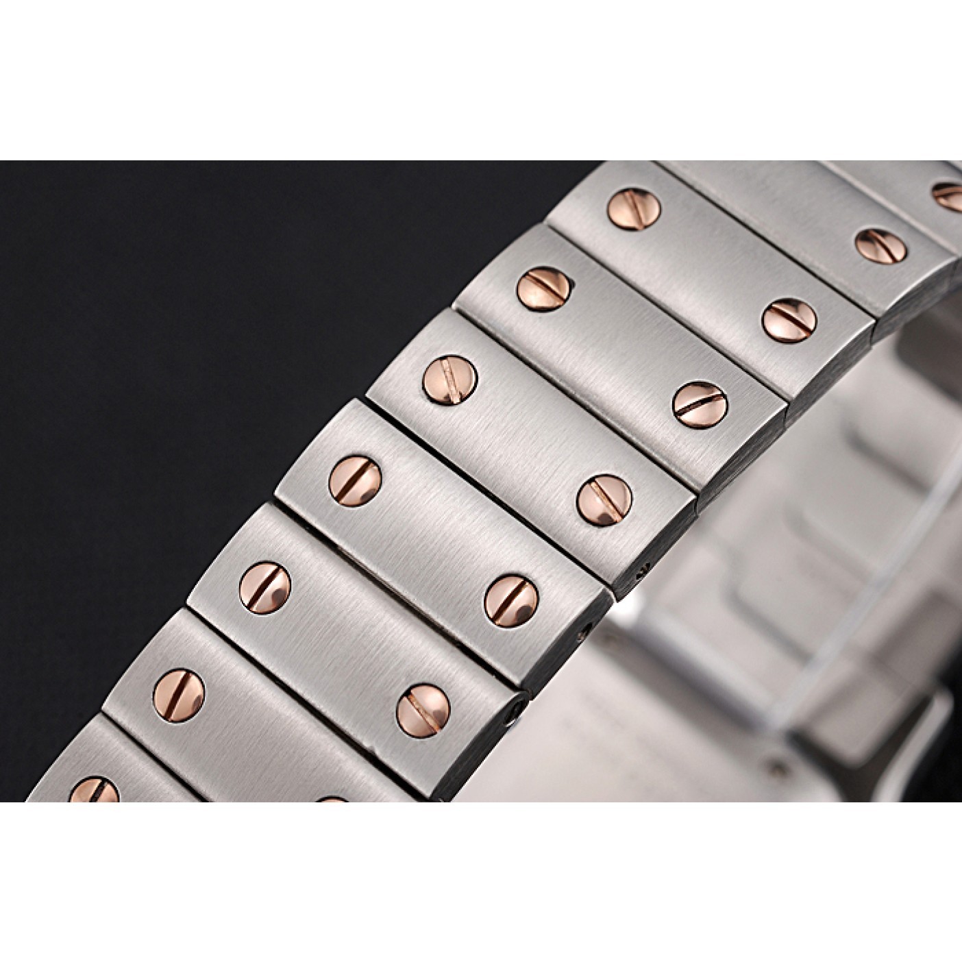 Rep Swiss Cartier Santos De Cartier Galbee Rose Gold and Steel Case Steel Bracelet Small 622645