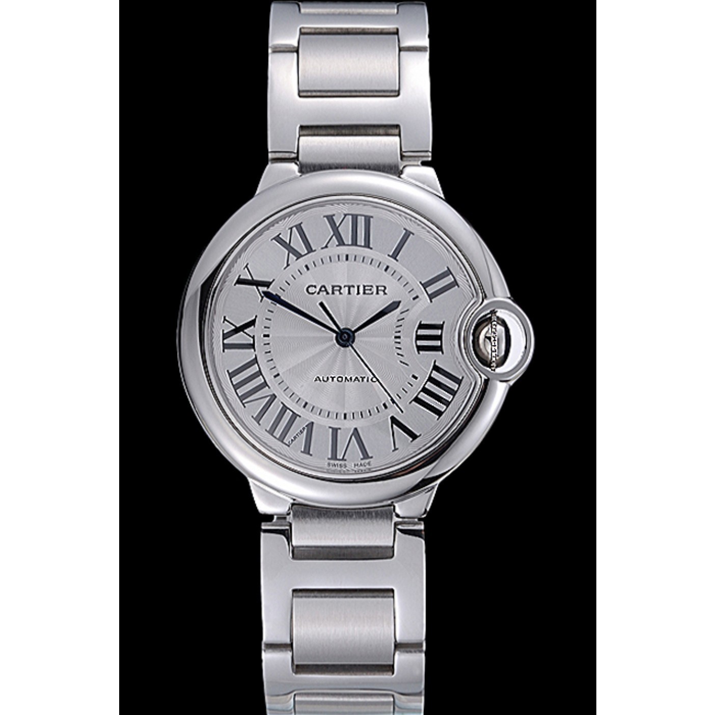 Fake Swiss Cartier Ballon Bleu Silver Dial Stainless Steel Bracelet