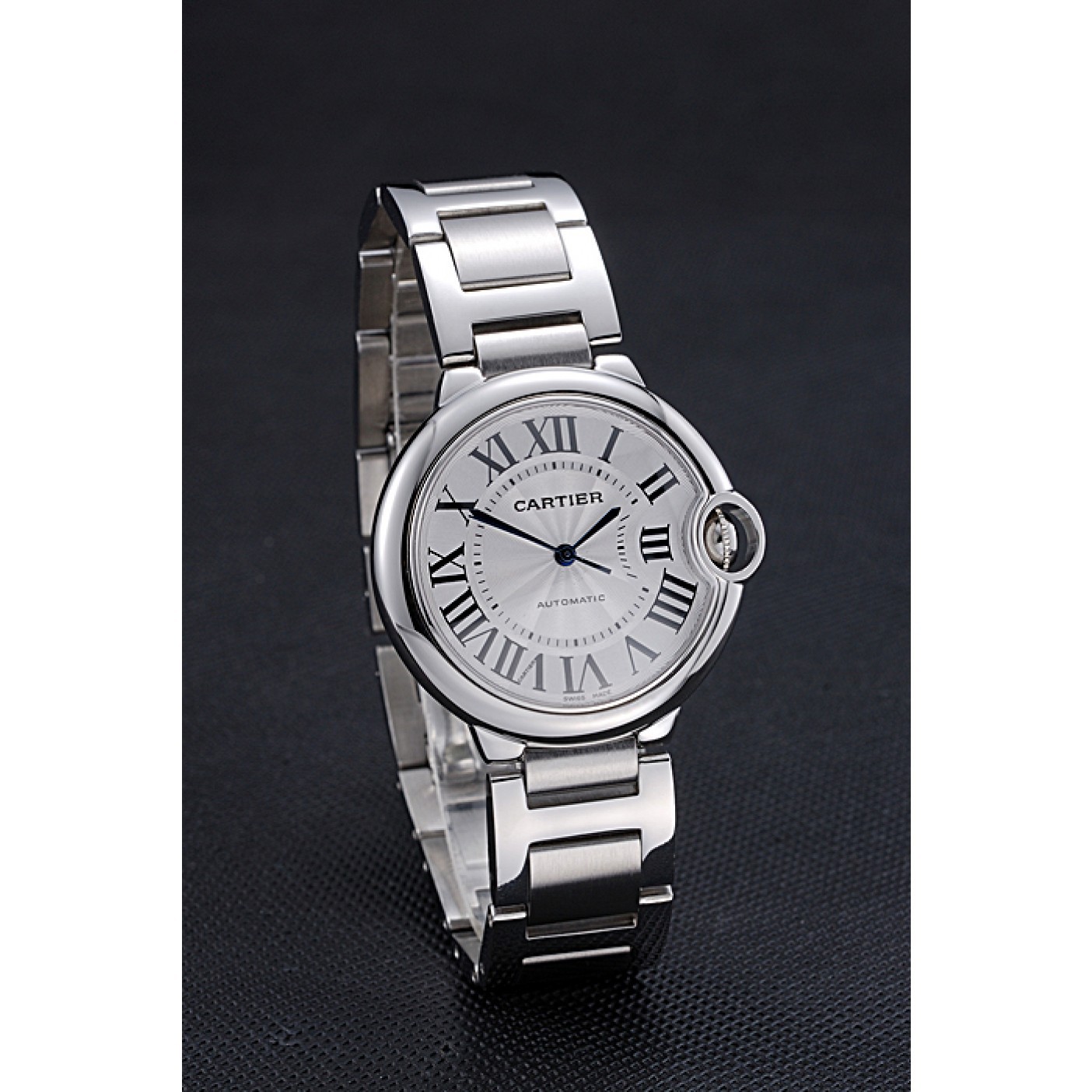 Fake Swiss Cartier Ballon Bleu Silver Dial Stainless Steel Bracelet