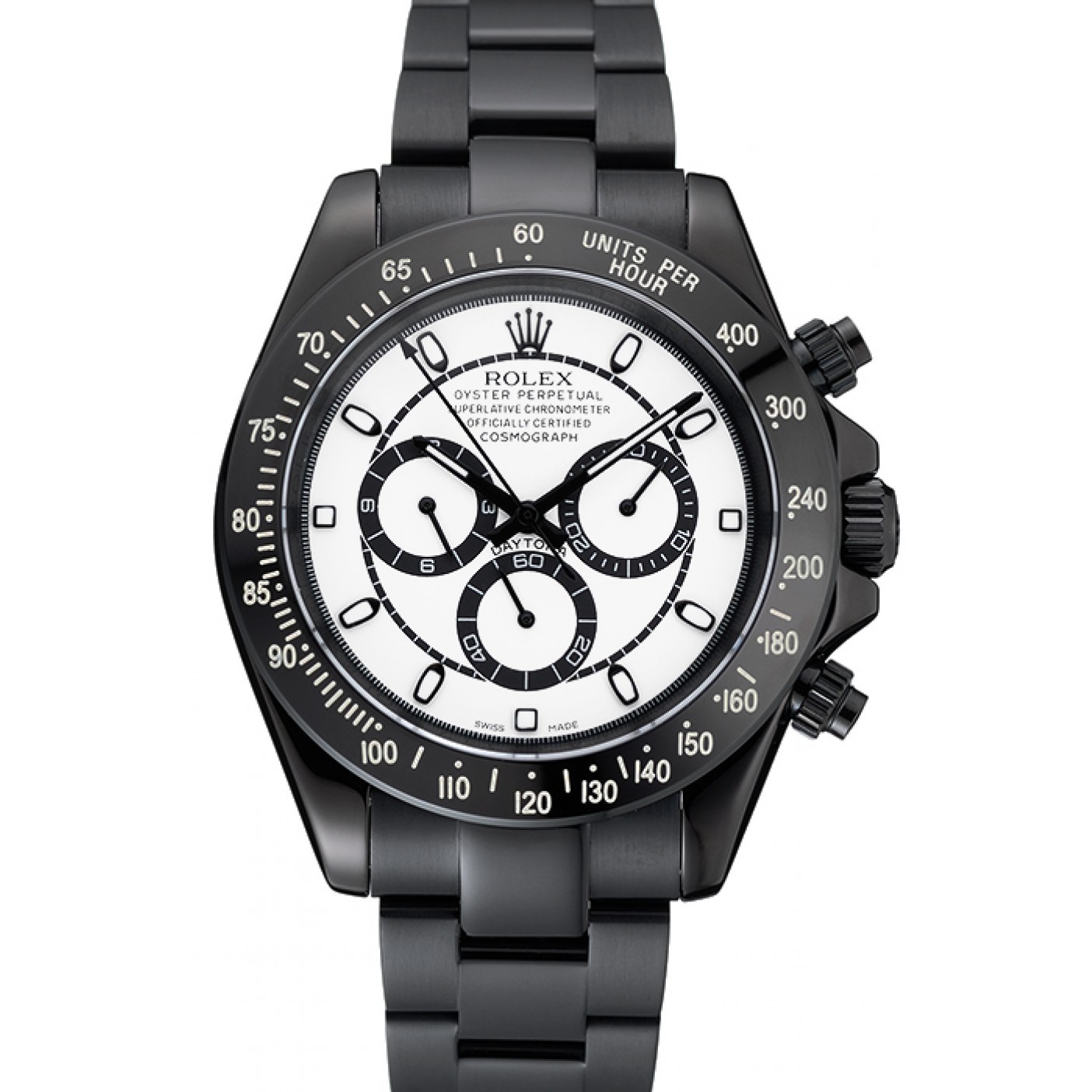 RepTime Watches Rolex Cosmograph Daytona White And Black Dial Black Stainless Steel Case And Bracelet 1454249