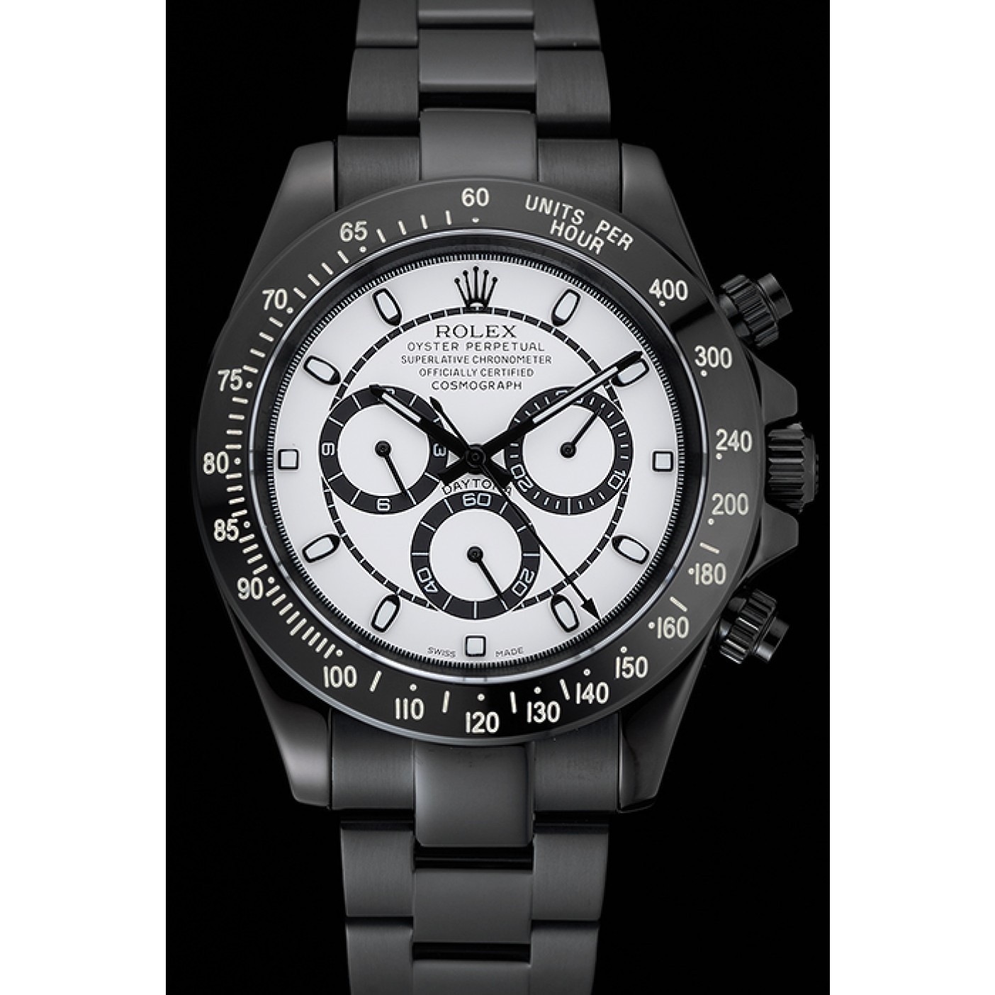 Rolex Cosmograph Daytona White And Black Dial Black Stainless Steel Case And Bracelet 1454249