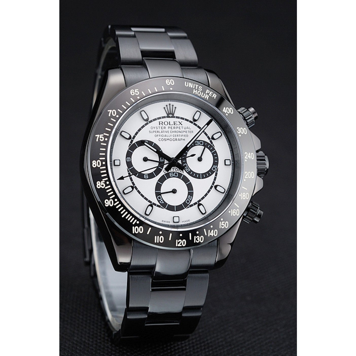 RepTime Watches Rolex Cosmograph Daytona White And Black Dial Black Stainless Steel Case And Bracelet 1454249