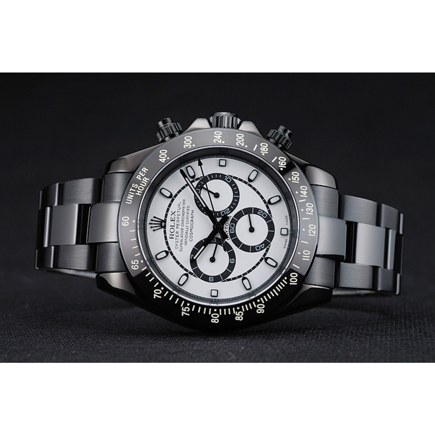 RepTime Watches Rolex Cosmograph Daytona White And Black Dial Black Stainless Steel Case And Bracelet 1454249